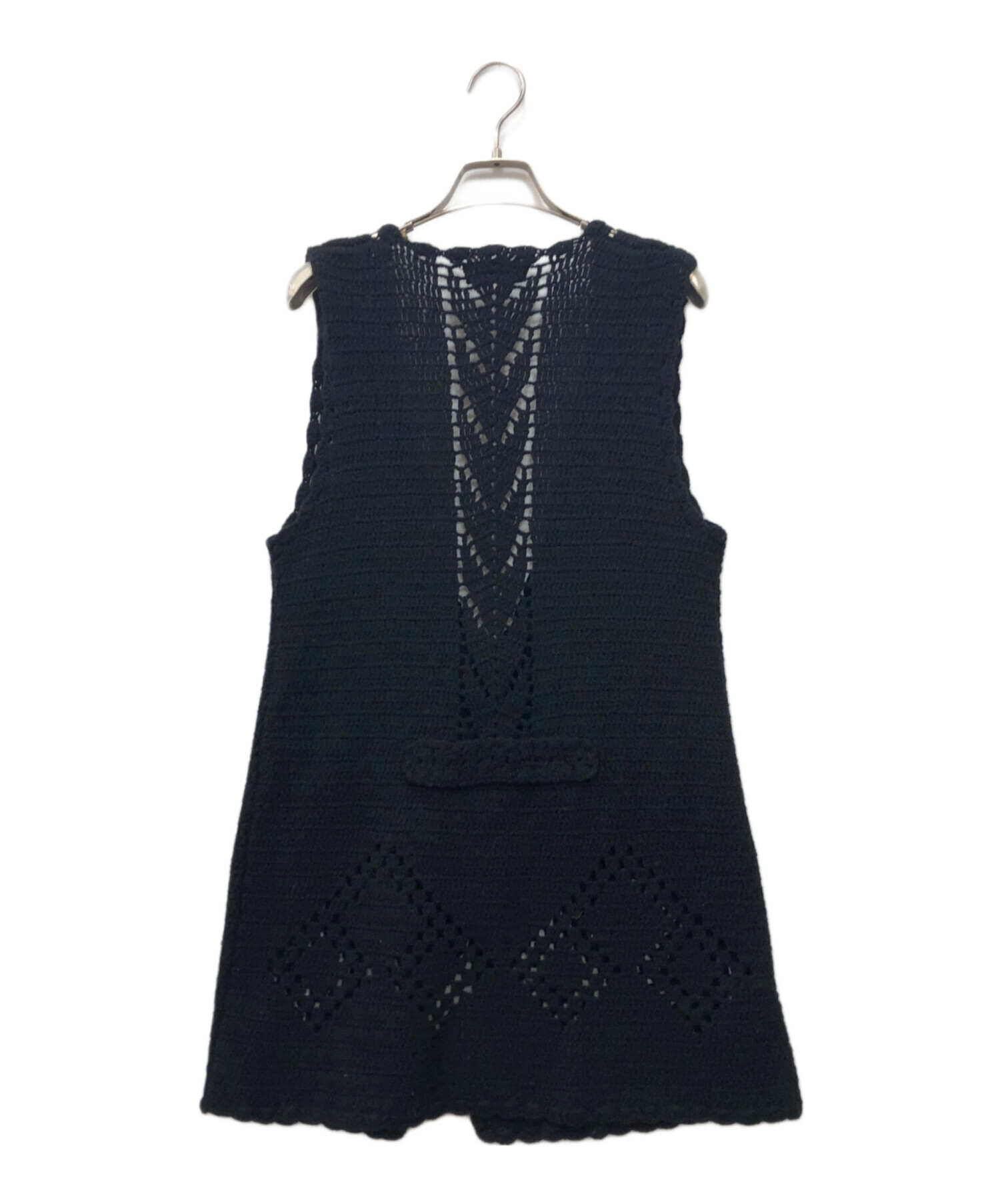 PRADA ロングダウ　ベスト 中古・古着通販】PRADA (プラダ) ケーブルニットロングベスト ブラック