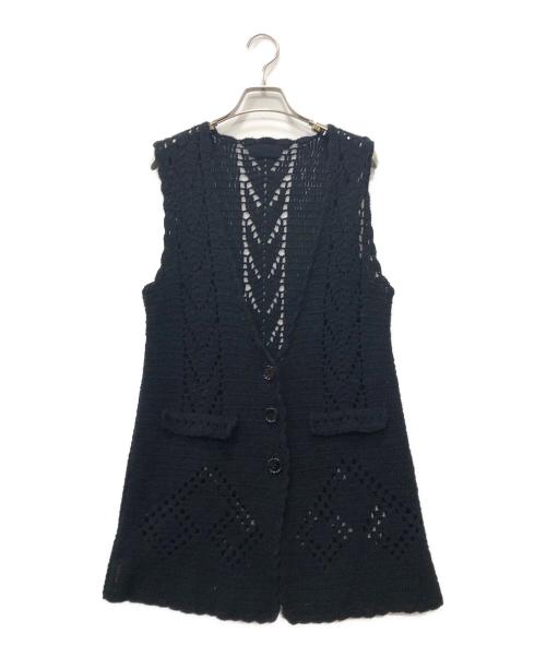 中古・古着通販】PRADA (プラダ) ケーブルニットロングベスト ブラック