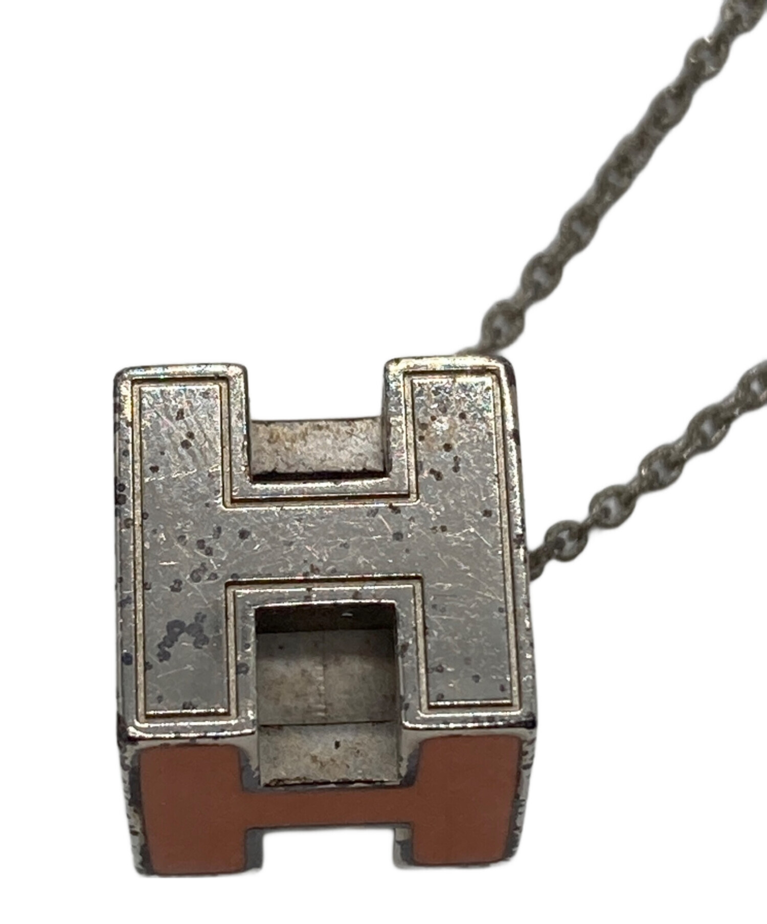 中古・古着通販】HERMES (エルメス) Hロゴネックレス オレンジ