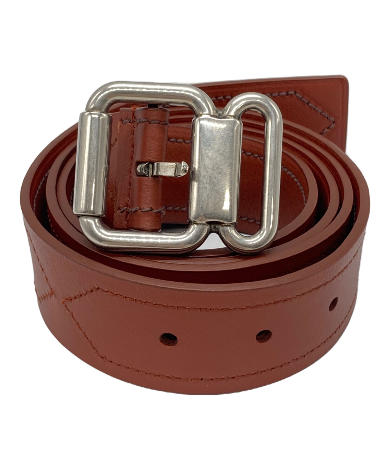 中古・古着通販】PRADA (プラダ) ステッチレザーベルト ブラウン