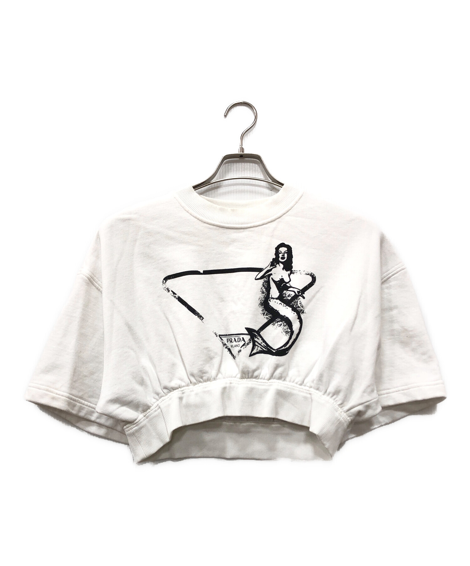 中古・古着通販】PRADA (プラダ) 半袖プリントスウェット ホワイト