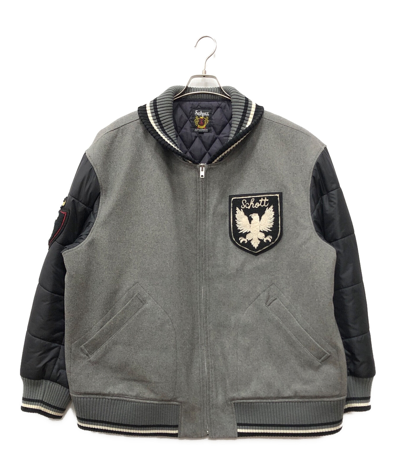 Schott BROS スタジャン グレー ブラック Mサイズ Schott BROS スタジャン グレー ブラック Mサイズ 【公式通販】