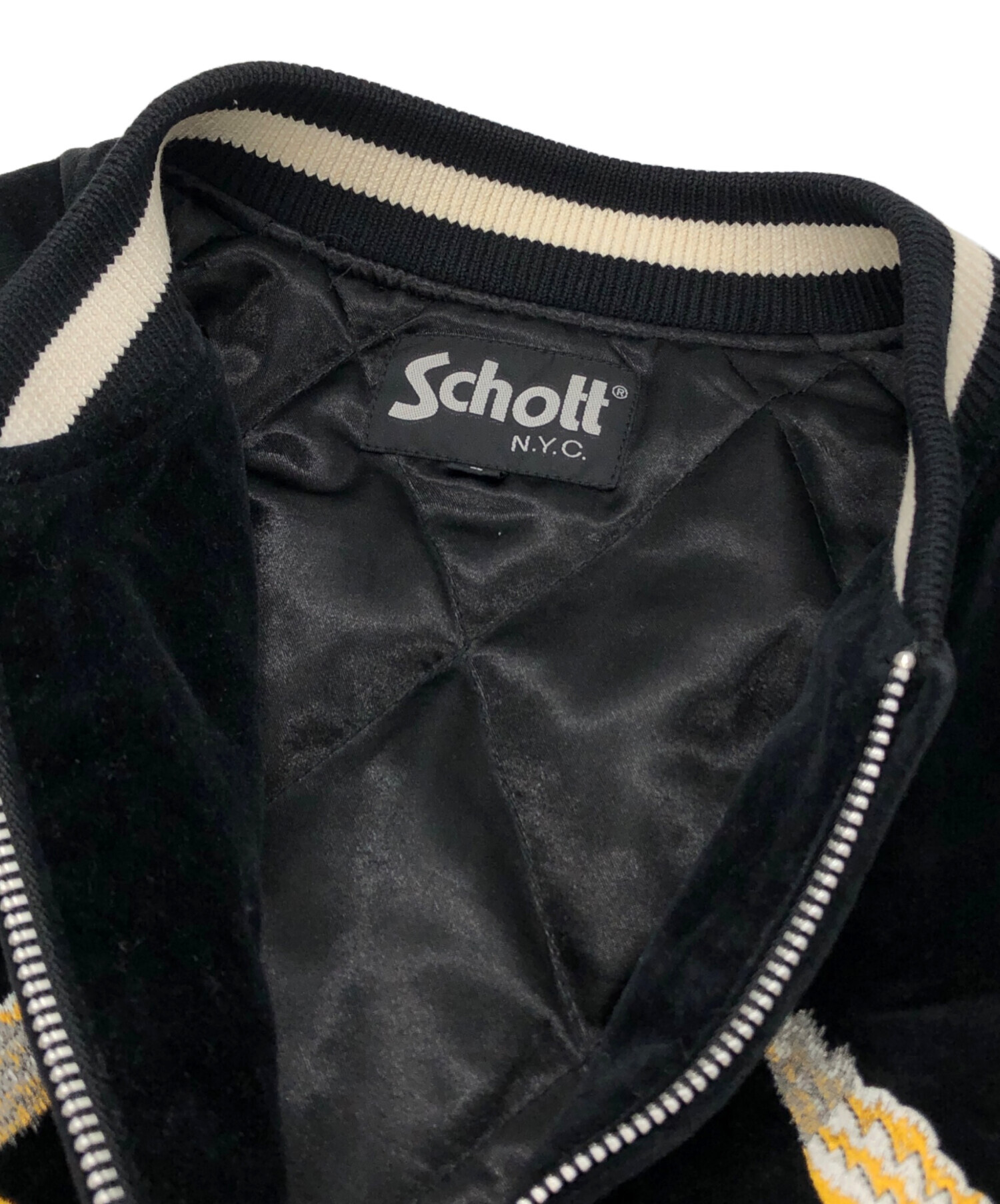 中古・古着通販】Schott (ショット) Souvenir Jacket ブラック サイズ