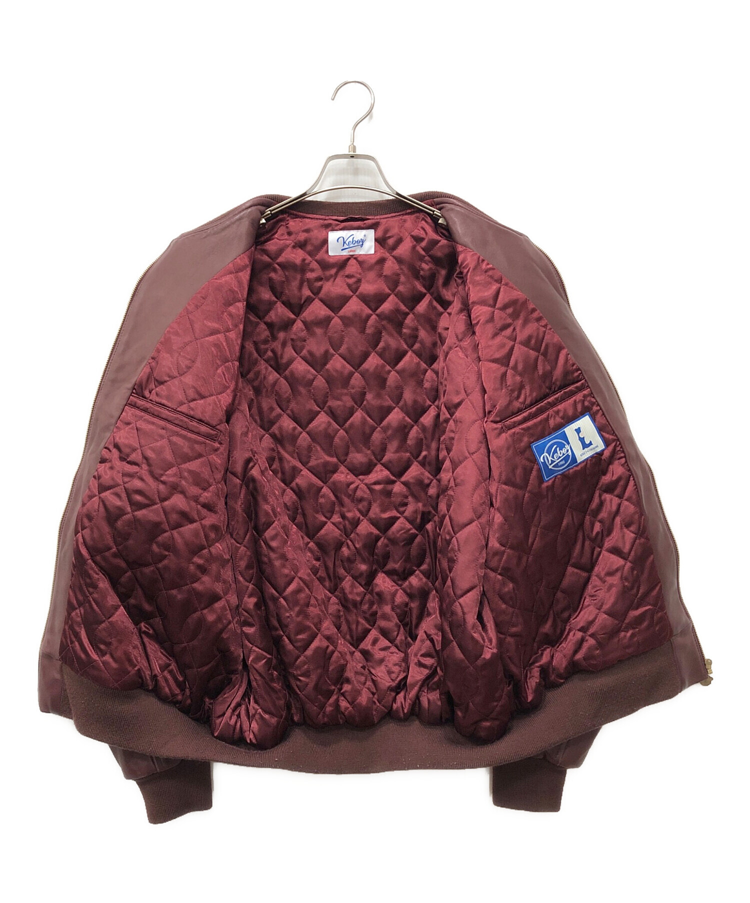 中古・古着通販】KEBOZ (ケボズ) LEATHER VARSITY JACKET ボルドー