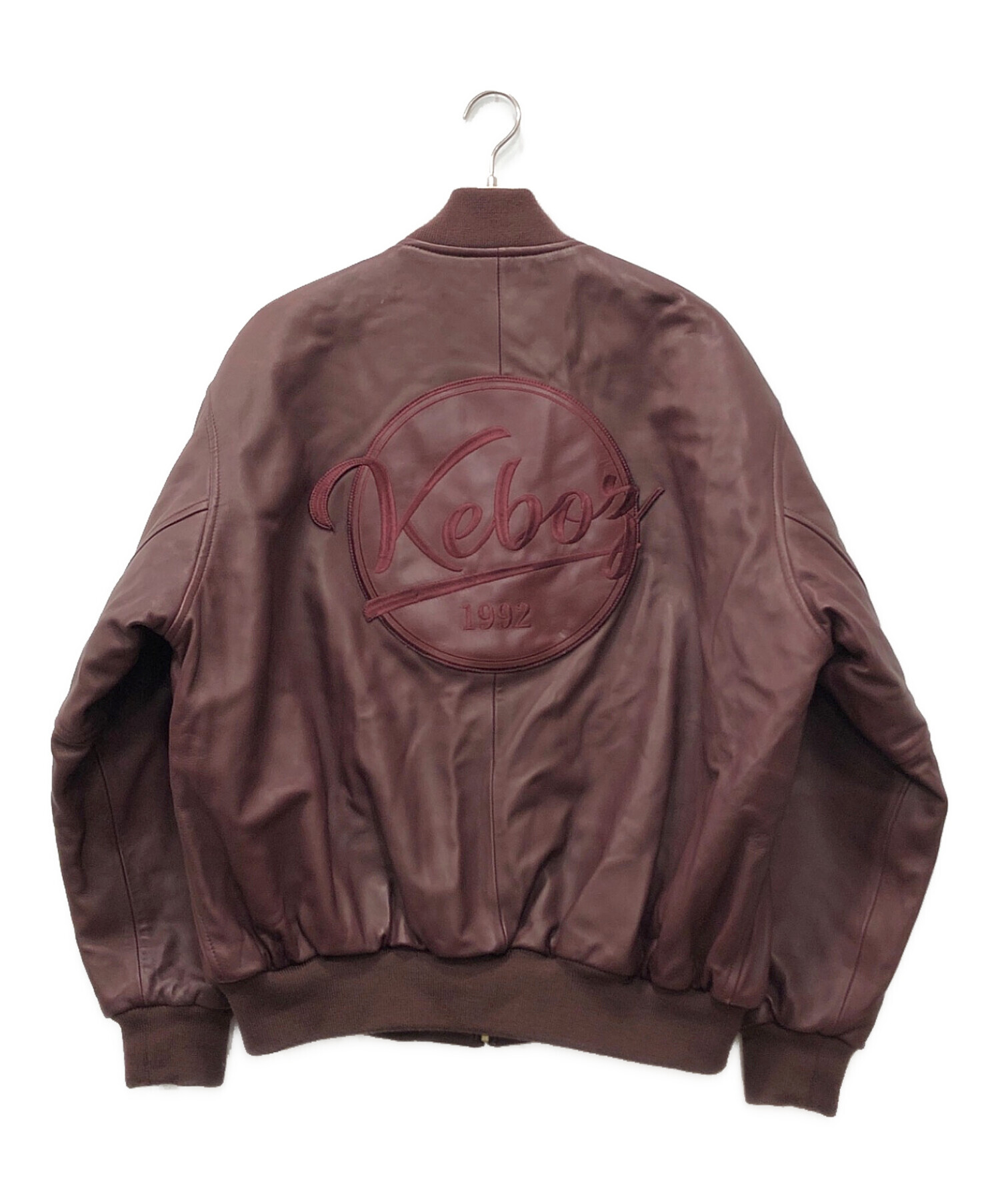 中古・古着通販】KEBOZ (ケボズ) LEATHER VARSITY JACKET ボルドー