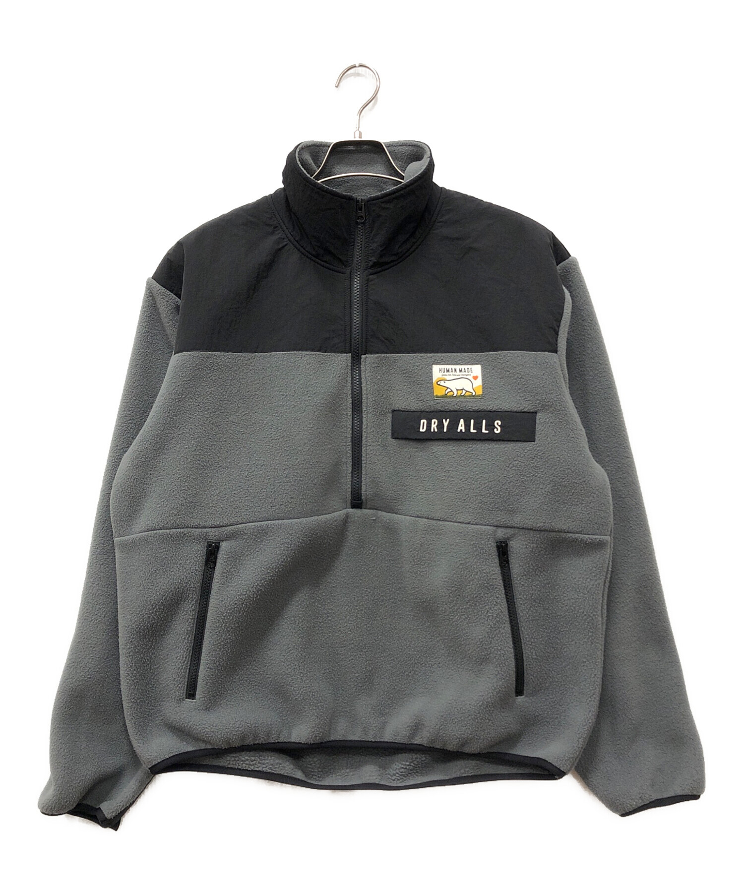 HUMAN MADE フリース グレー/ブラック 中古・古着通販】HUMAN MADE (ヒューマンメイド) FLEECE HALF-ZIP