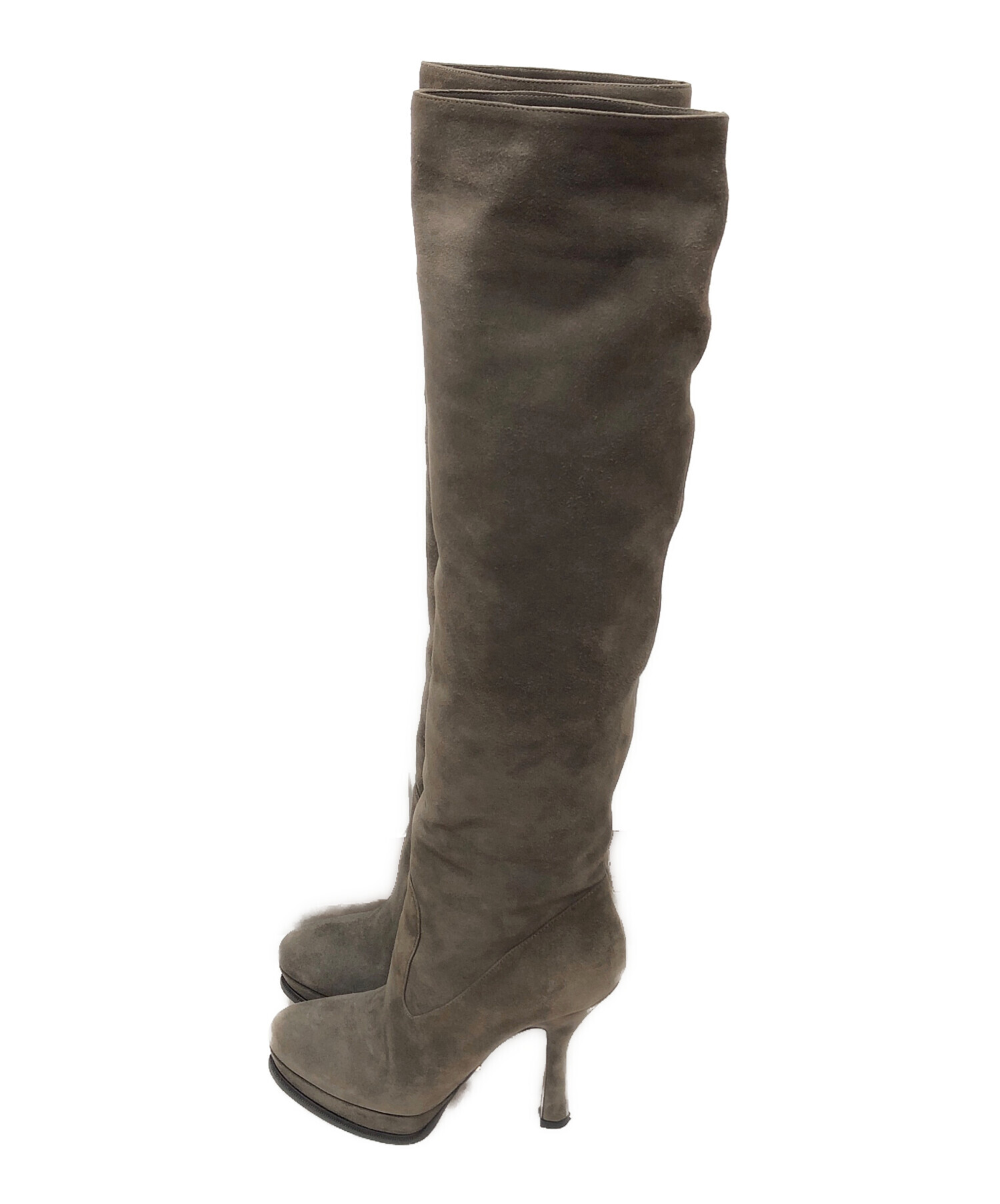 中古・古着通販】PRADA (プラダ) ロングブーツ グレー サイズ:36 1/2