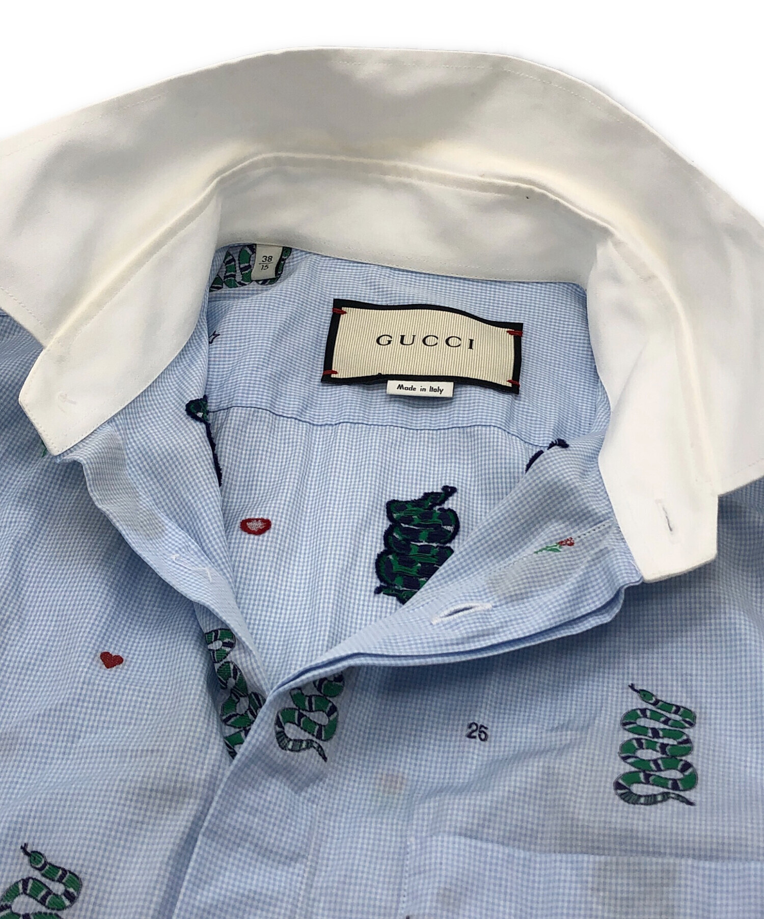 GUCCI シンボルズコットンシャツ　刺繍　スネーク　ufo お洒落【国内発送☆GUCCI】ホワイト シンボルズシャツ 蛇 目 UFO