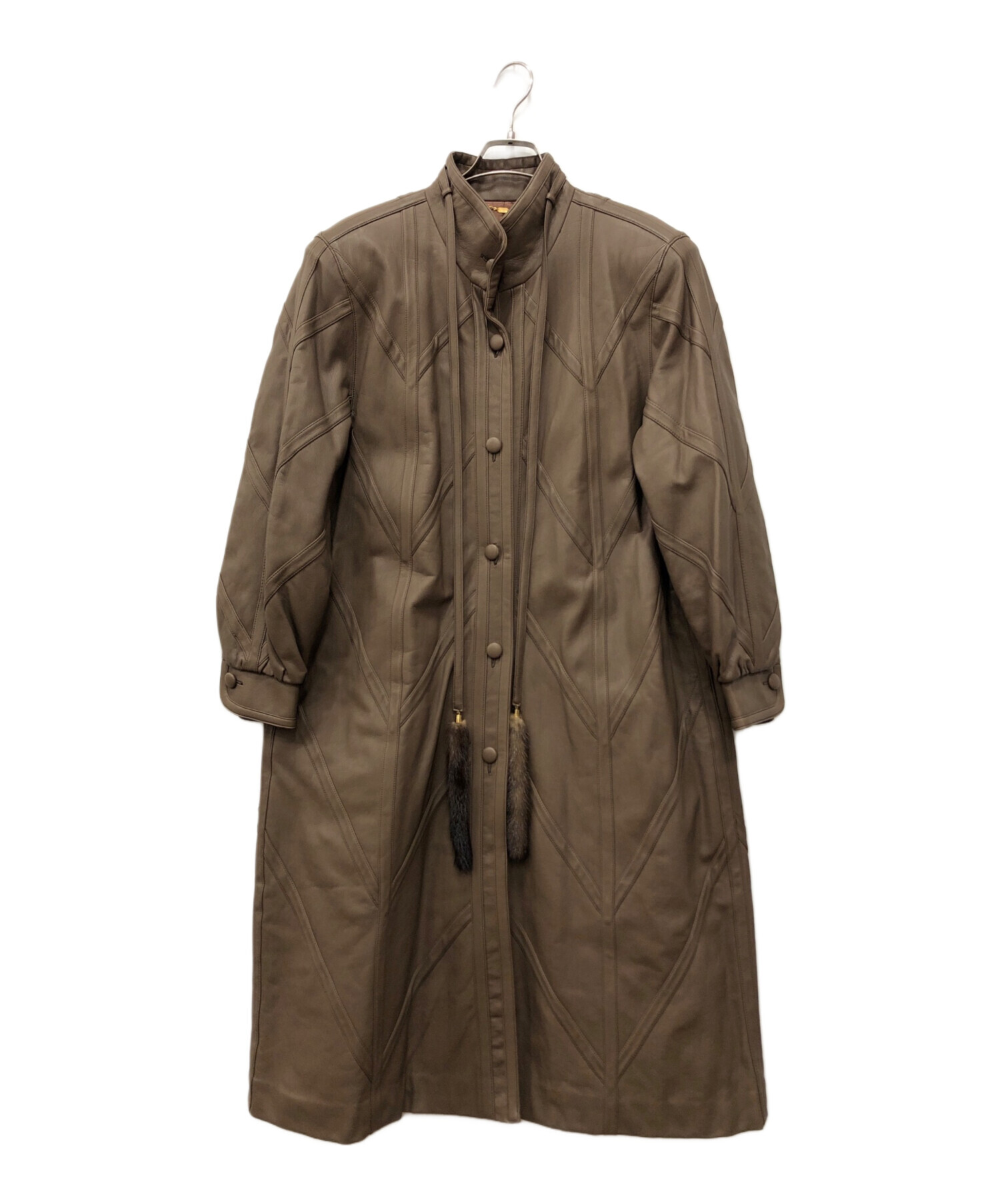 伊太利屋のコート 中古・古着通販】伊太利屋 (イタリヤ) フェイクレザーコート ブラウン