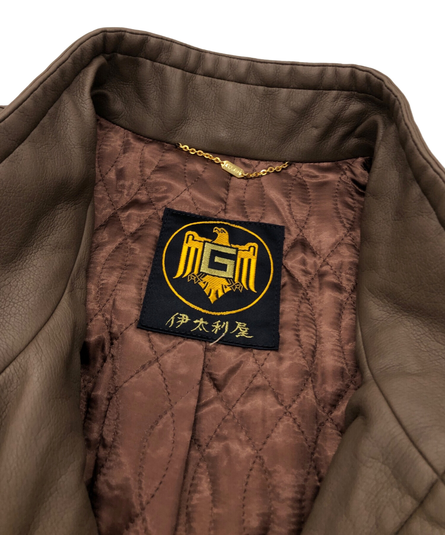 中古・古着通販】伊太利屋 (イタリヤ) フェイクレザーコート ブラウン