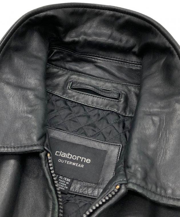 美品 claiborne クレイボーン ブラック レザージャケット 中古・古着通販】Claiborne (クレイボーン) レザージャケット ブラック