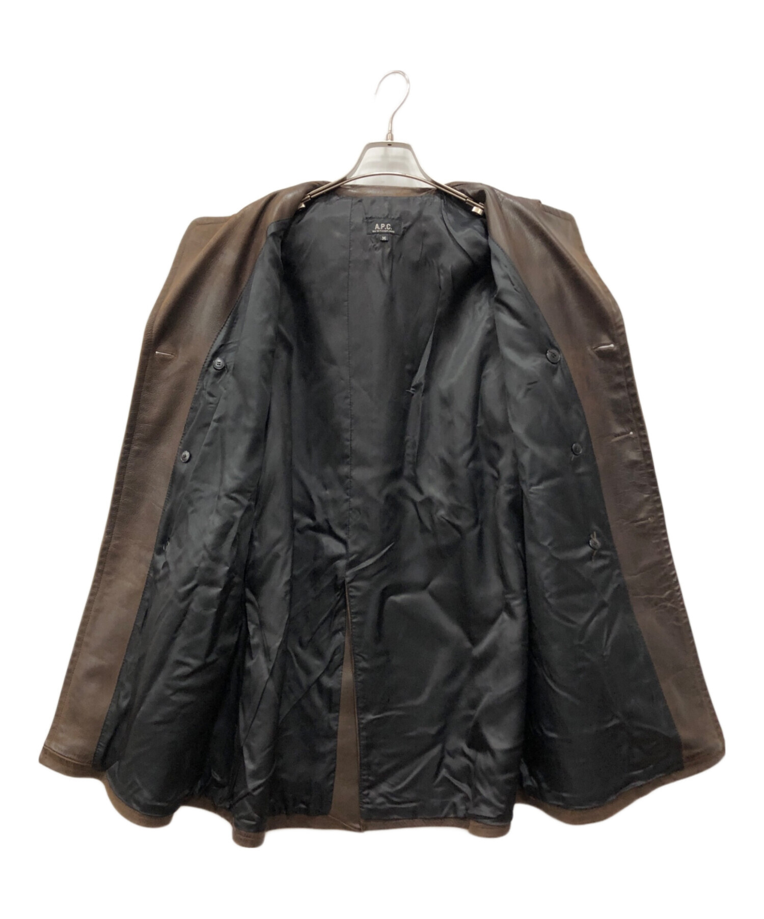 中古・古着通販】A.P.C. (アーペーセー) ダブルレザーコート ブラウン