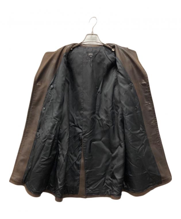 中古・古着通販】A.P.C. (アーペーセー) ダブルレザーコート ブラウン