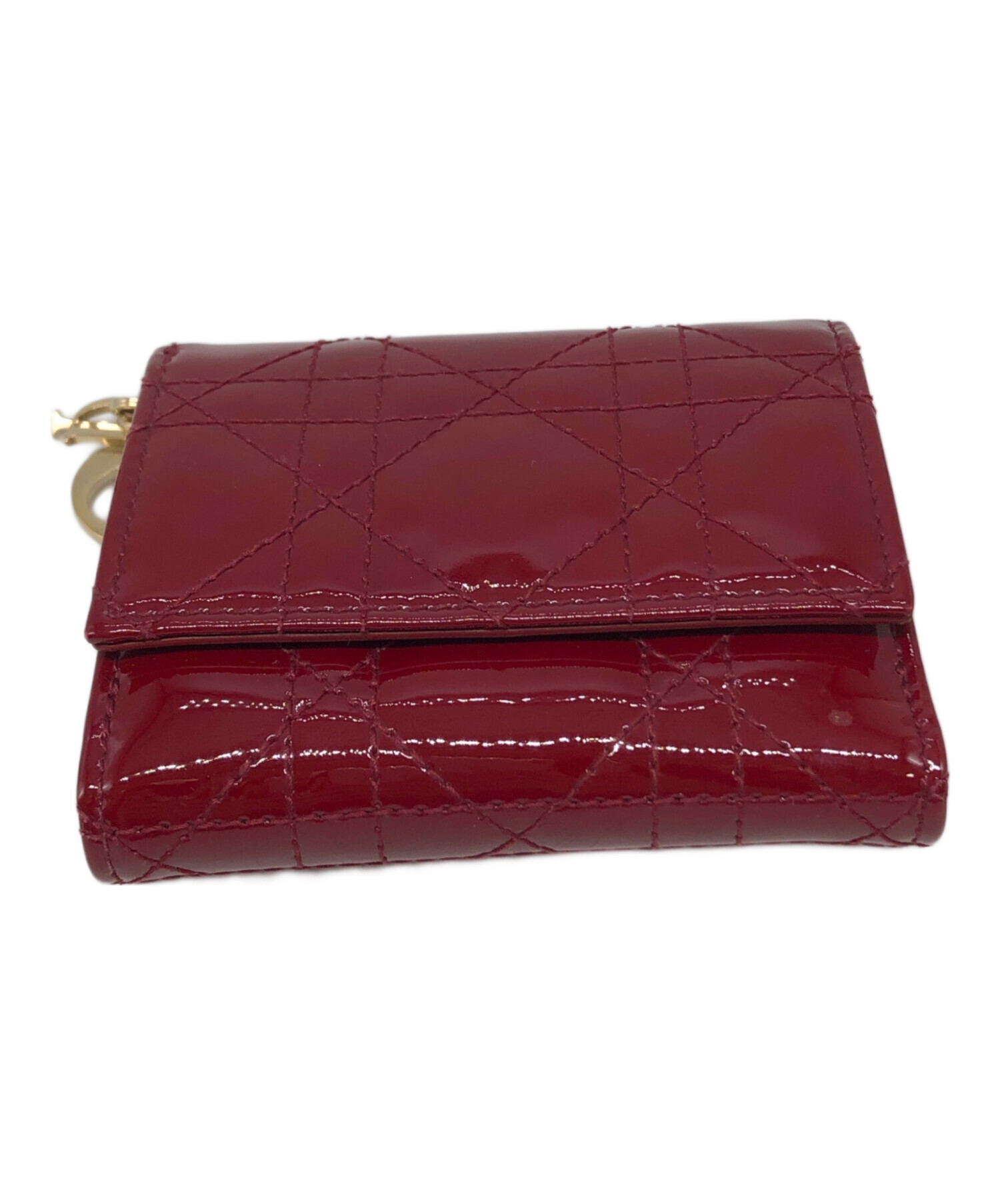 クリスチャンディオール　Dior　ロータスウォレット　カナージュ　赤 中古・古着通販】Christian Dior (クリスチャン ディオール) ロータス