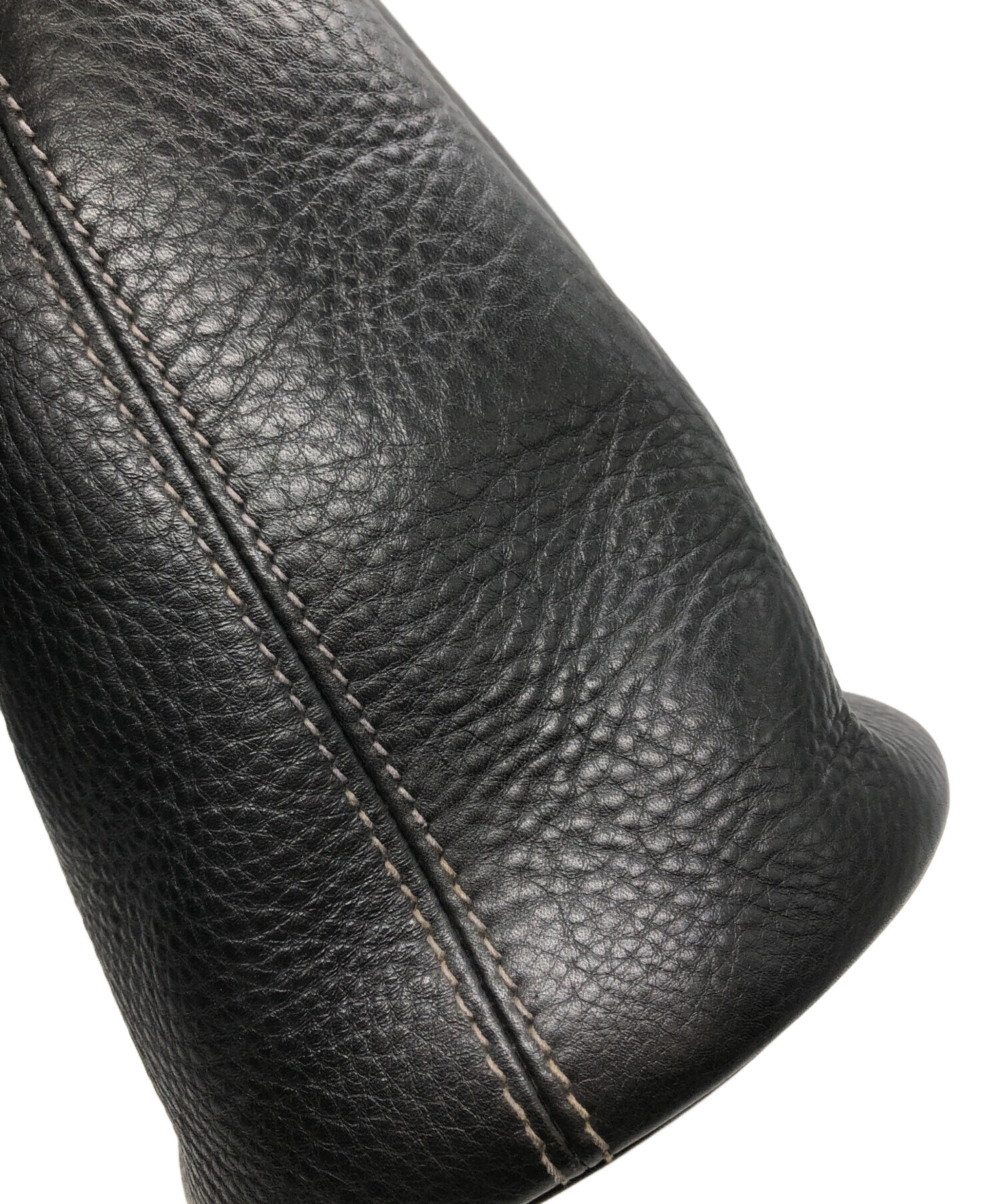 中古・古着通販】COACH (コーチ) レザー巾着ショルダーバッグ ブラック