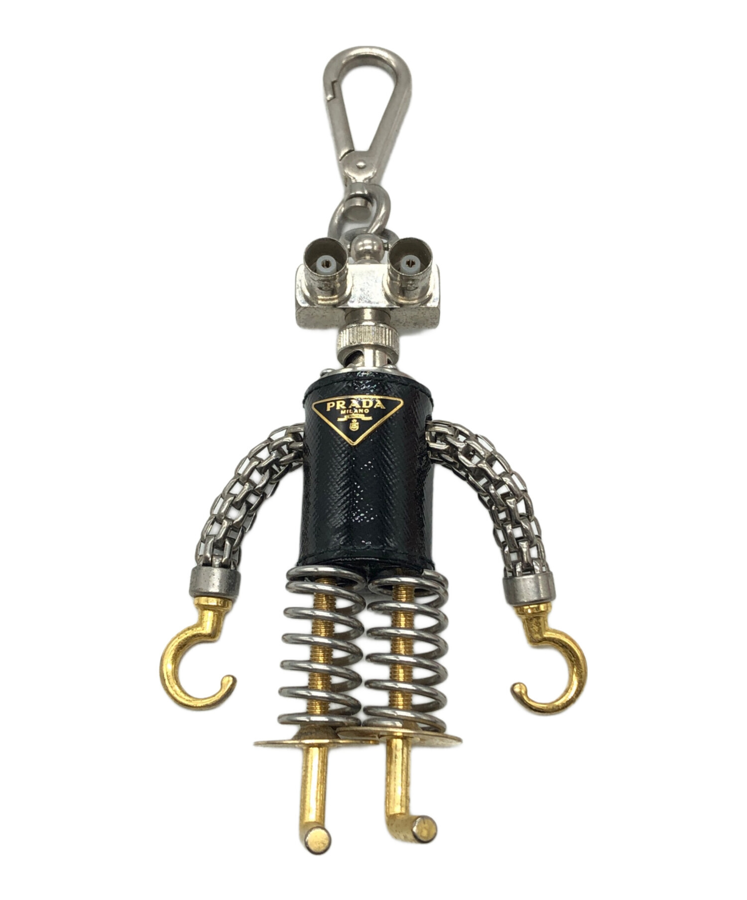 未使用級 PRADA robot サフィアーノレザー キーチェーン 付属品完備 大人気ギフト PRADA◇サフィアーノレザー ロボットキーホルダー (PRADA