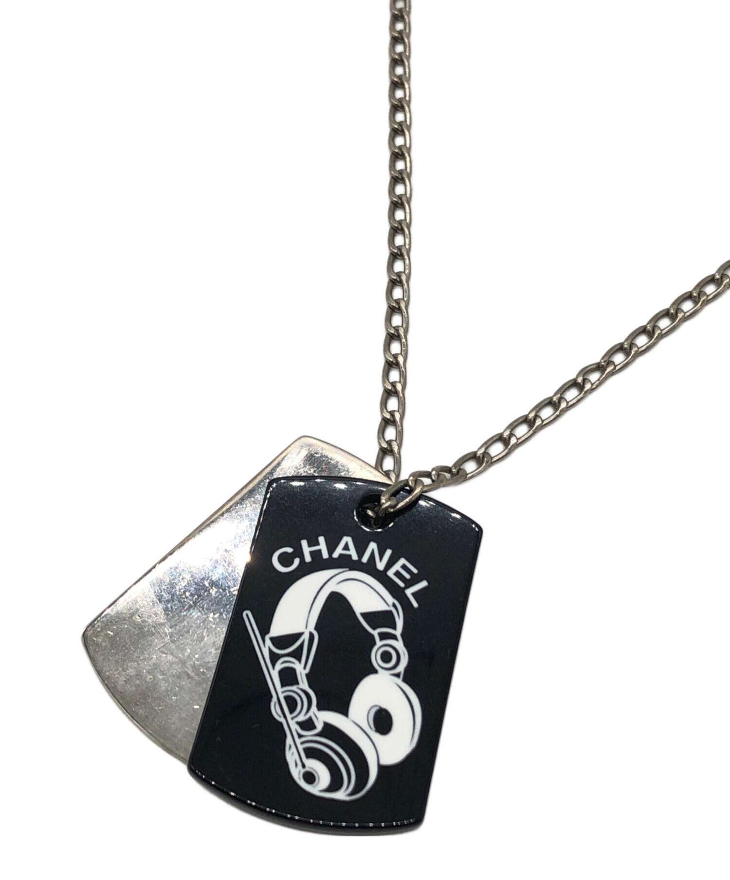 中古・古着通販】CHANEL (シャネル) ドッグタグ シルバー×ブラック