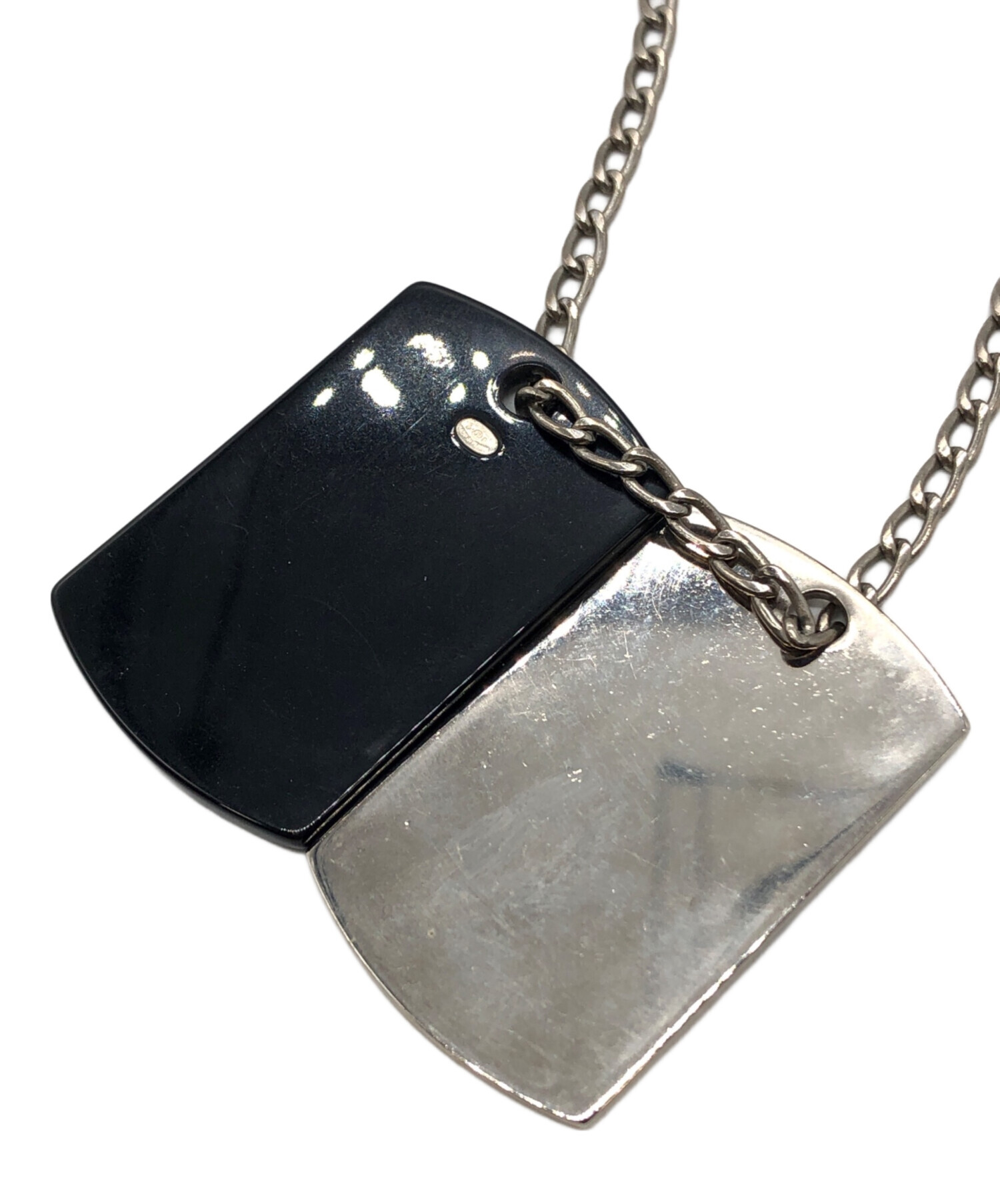 中古・古着通販】CHANEL (シャネル) ドッグタグ シルバー×ブラック