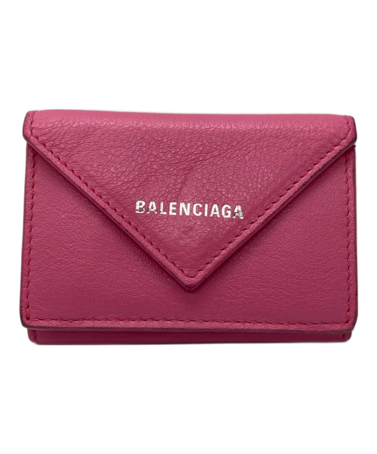 BALENCIAGA ピンク クロコ型押し 三つ折り財布 希少 BALENCIAGA バレンシアガ クロコ型押し 三つ折り財布 ピンク