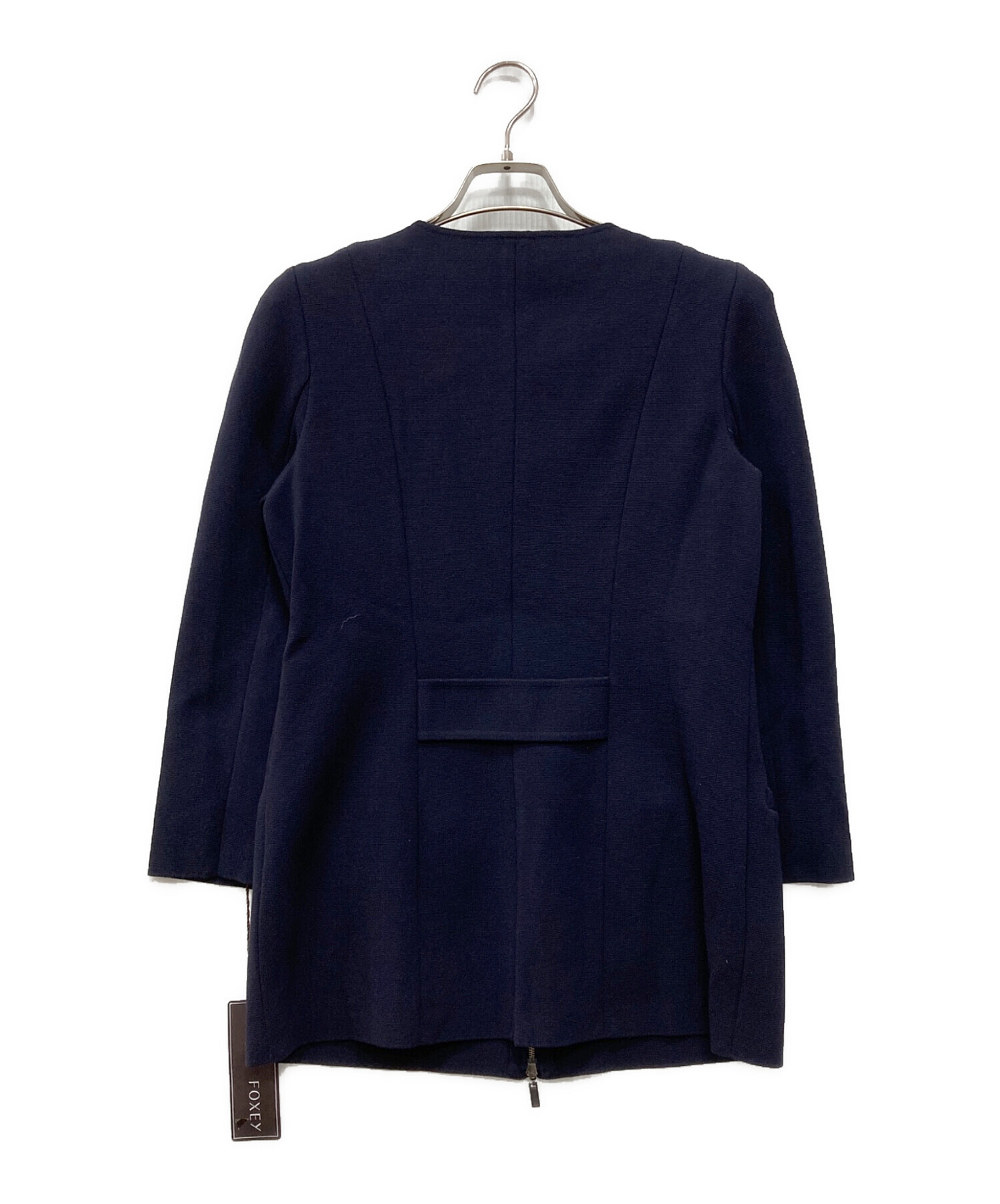 中古・古着通販】FOXEY (フォクシー) ノーカラーコート ネイビー