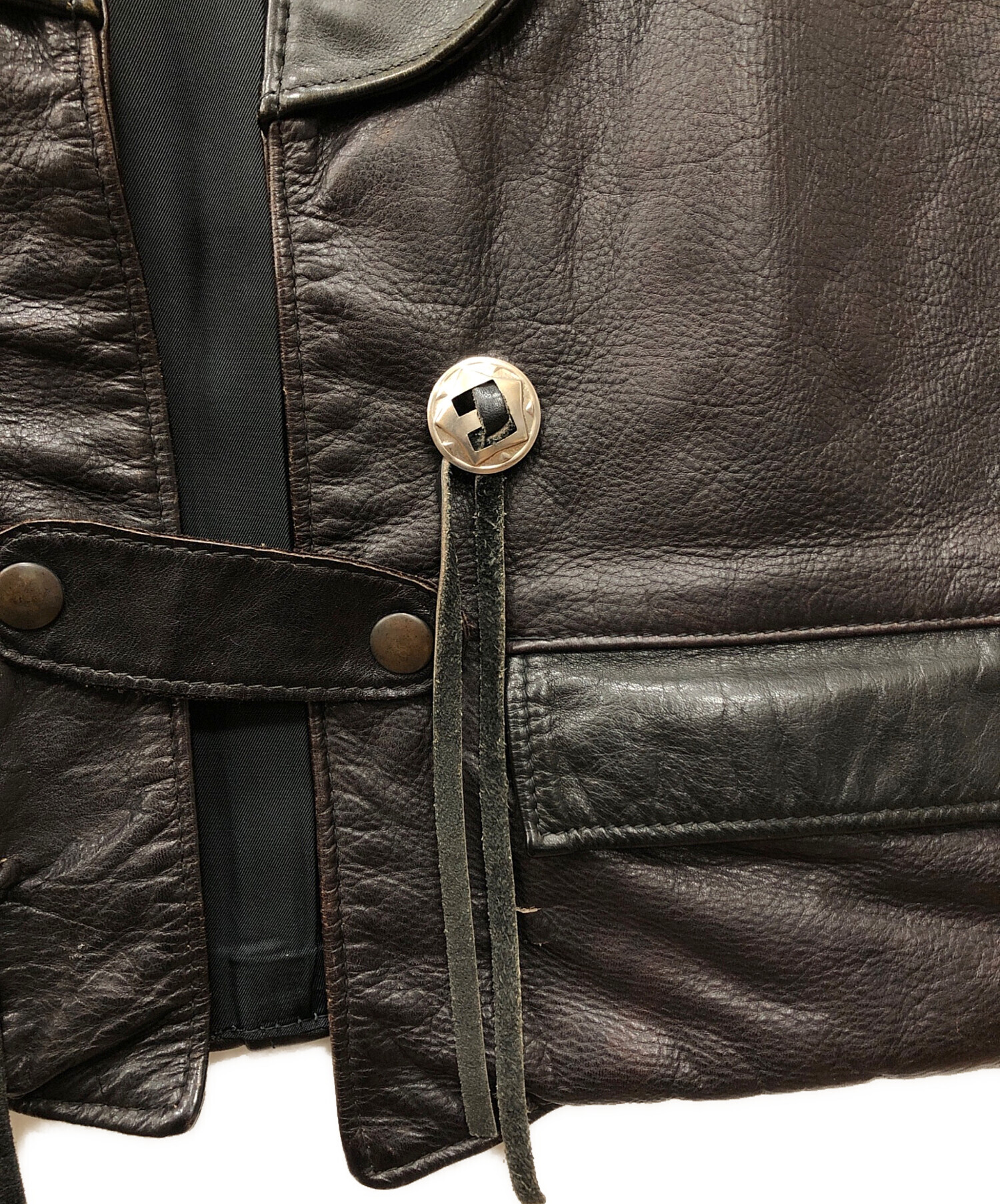 中古・古着通販】Schott (ショット) レザーベスト ブラウン サイズ:S
