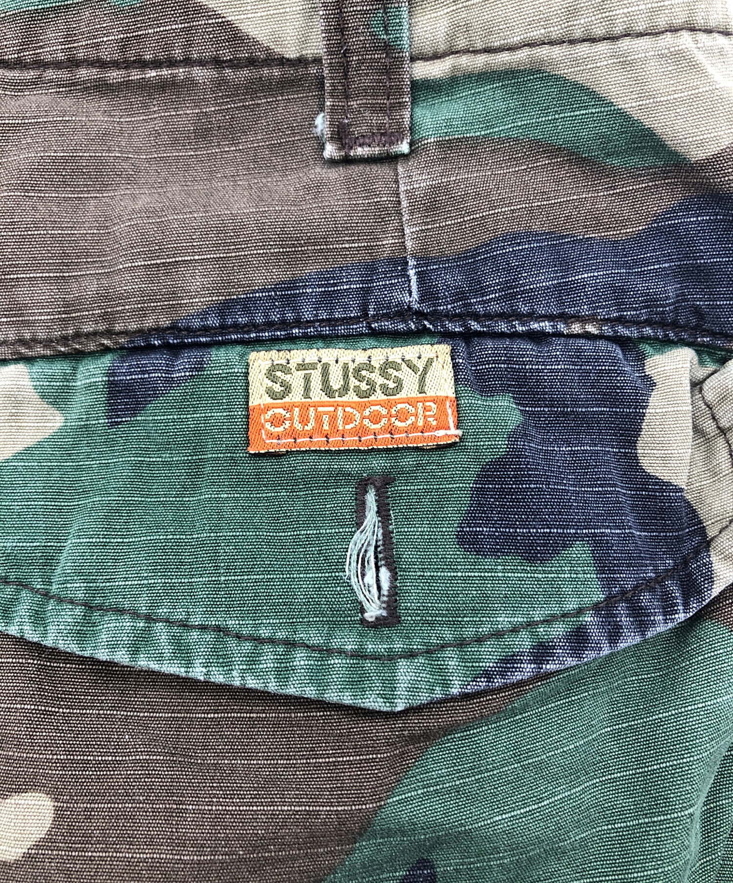 神*者様 90s old stussy カモフラパンツ 紺タグ アメリカ製 31 中古・古着通販】stussy (ステューシー) リップストップカモフラパンツ