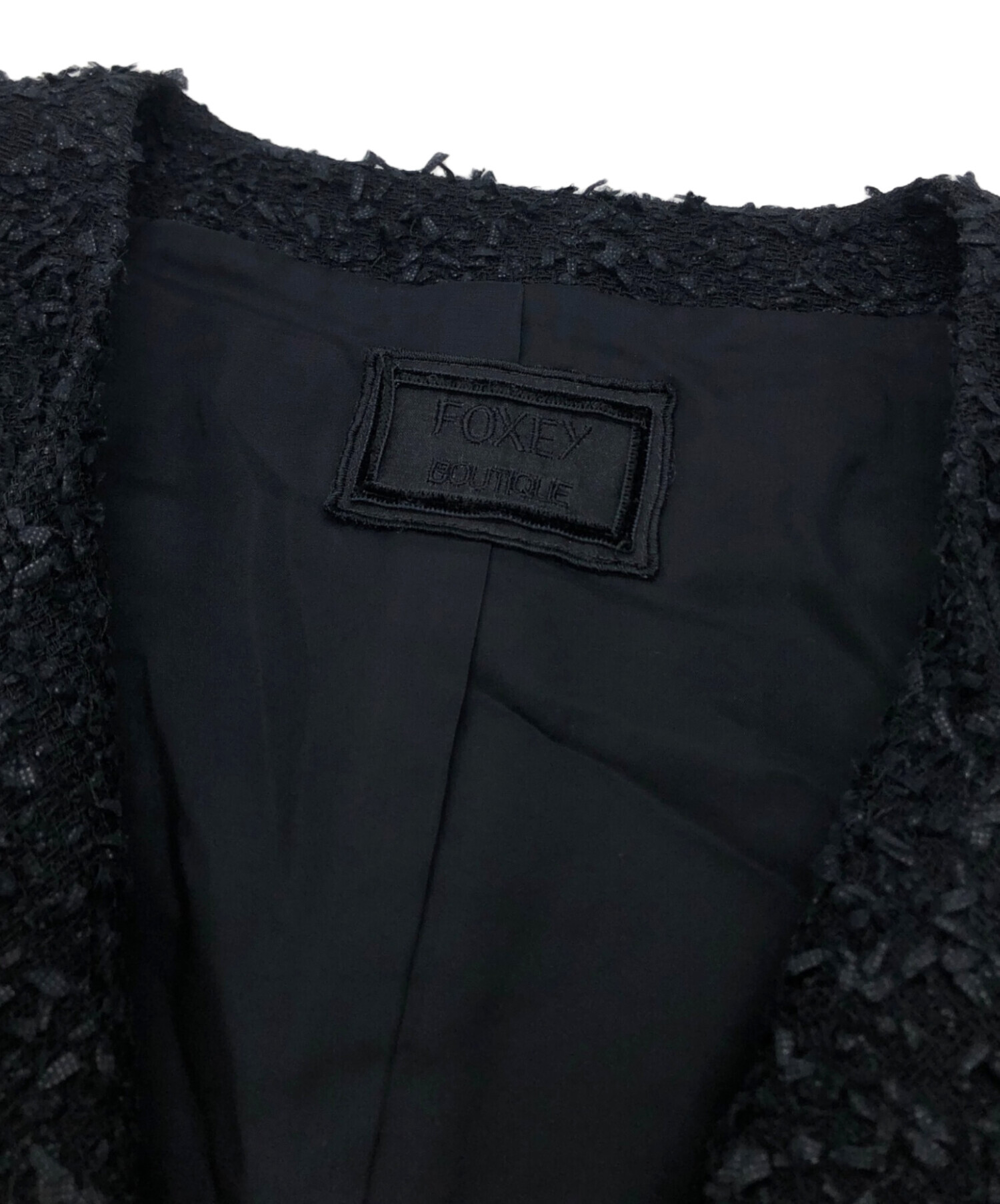 中古・古着通販】FOXEY (フォクシー) ノーカラーツイードジャケット