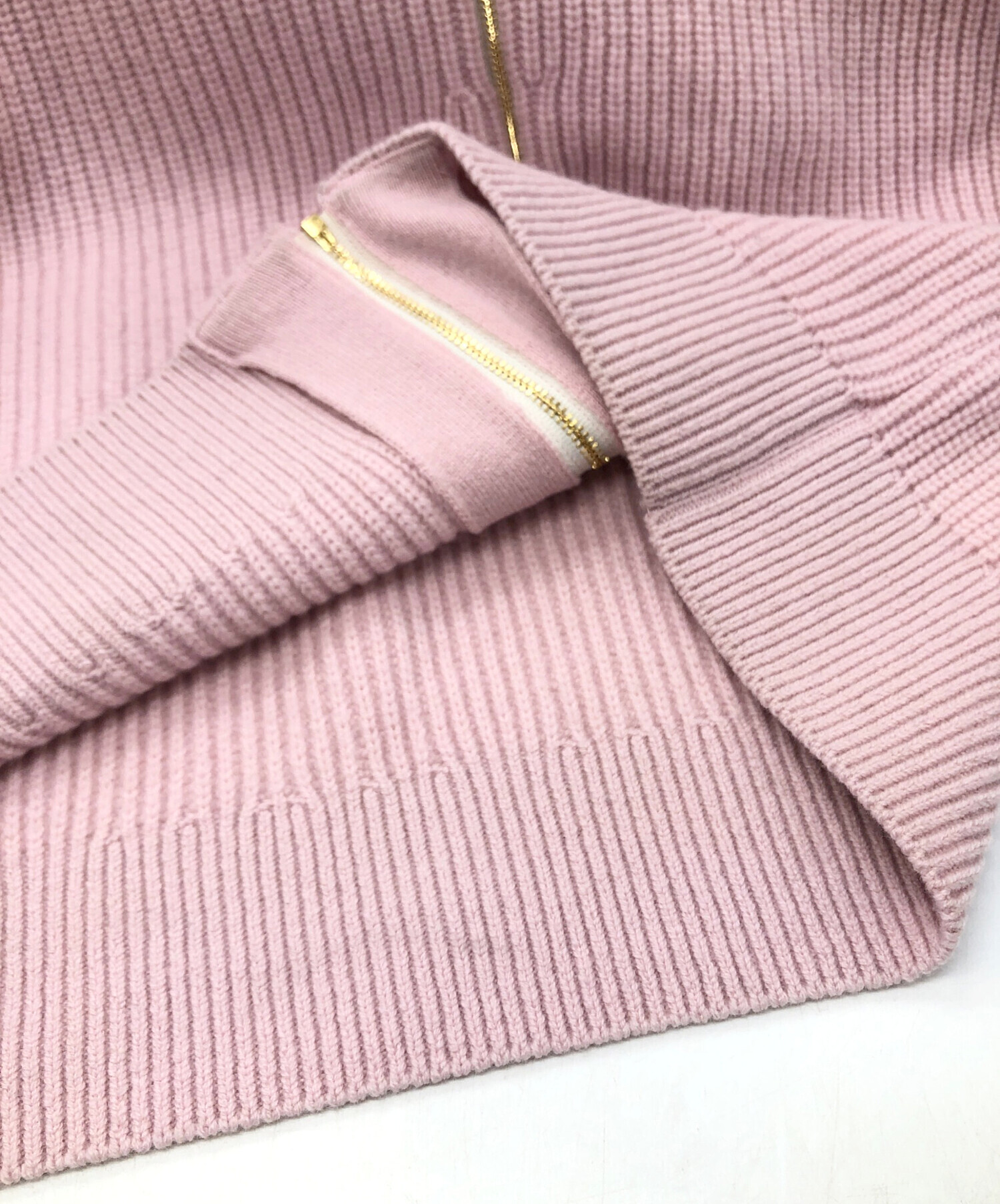 中古・古着通販】CULLNI (クルニ) Double Zip High Neck Knit ピンク 