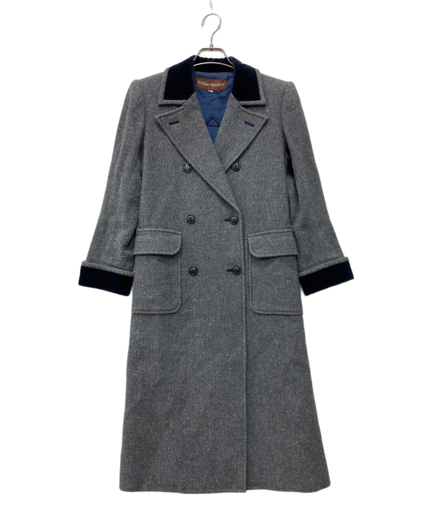 イヴ・サンローラン　チェスターコート　ヘリンボーン 中古・古着通販】Yves Saint Laurent (イヴサンローラン) ヘリンボーン