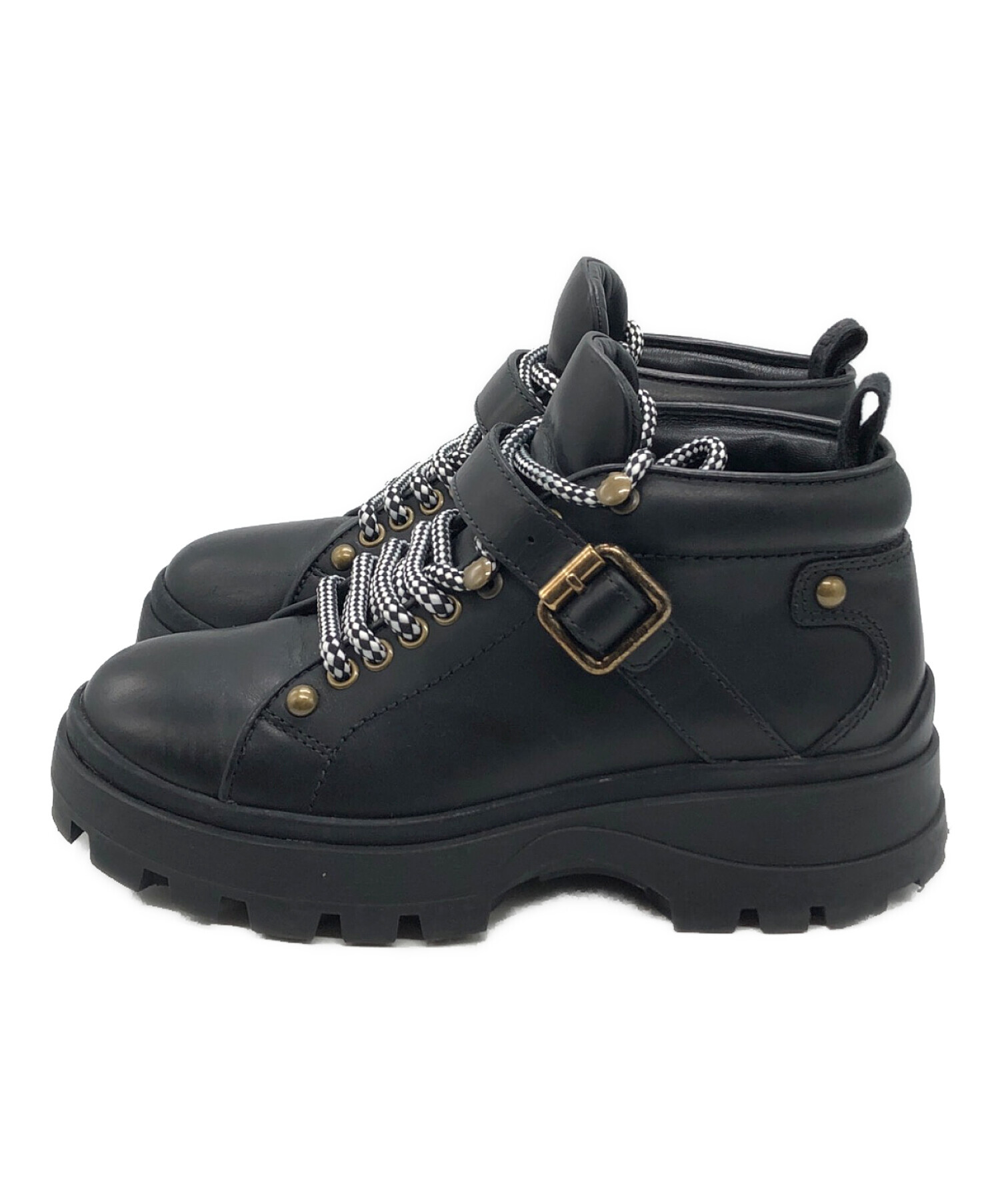 中古・古着通販】MIU MIU (ミュウミュウ) RIDGED SOLE BIKER BOOTS
