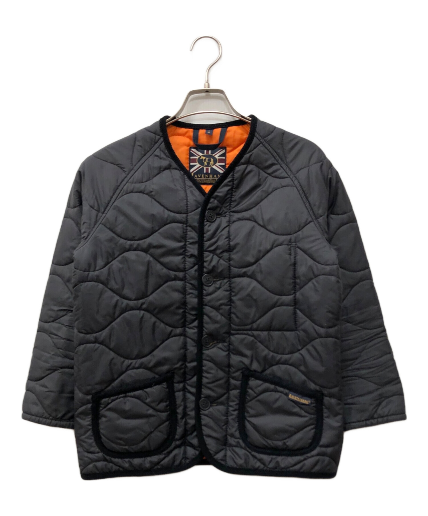 美品 LAVENHAM ラベンハム ノーカラー　キルティングジャケット 黒 36 中古・古着通販】LAVENHAM (ラベンハム) ノーカラーキルティング