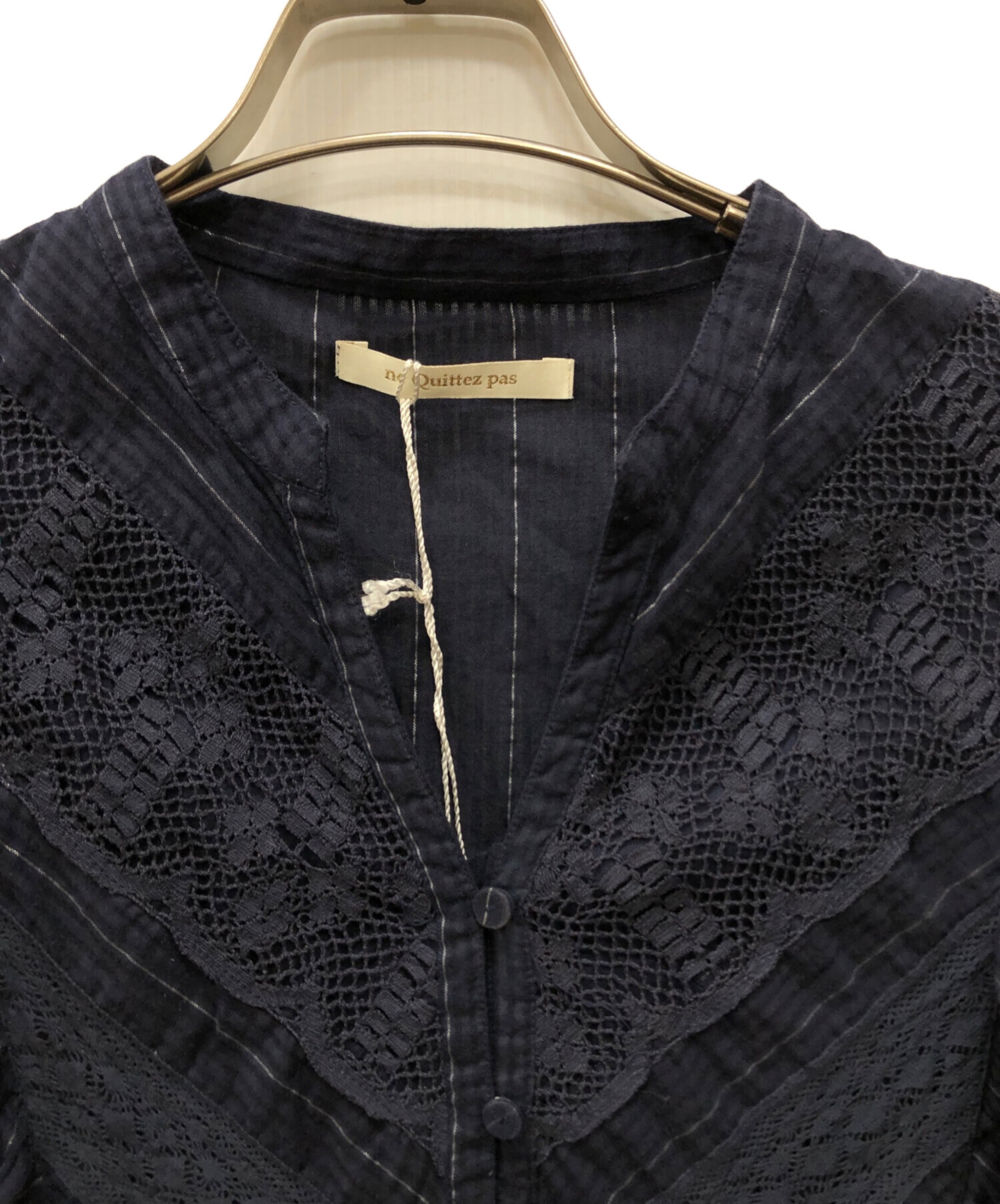 中古・古着通販】ne quittez pas (ヌキテパ) Cotton Lurex Stripe Lace