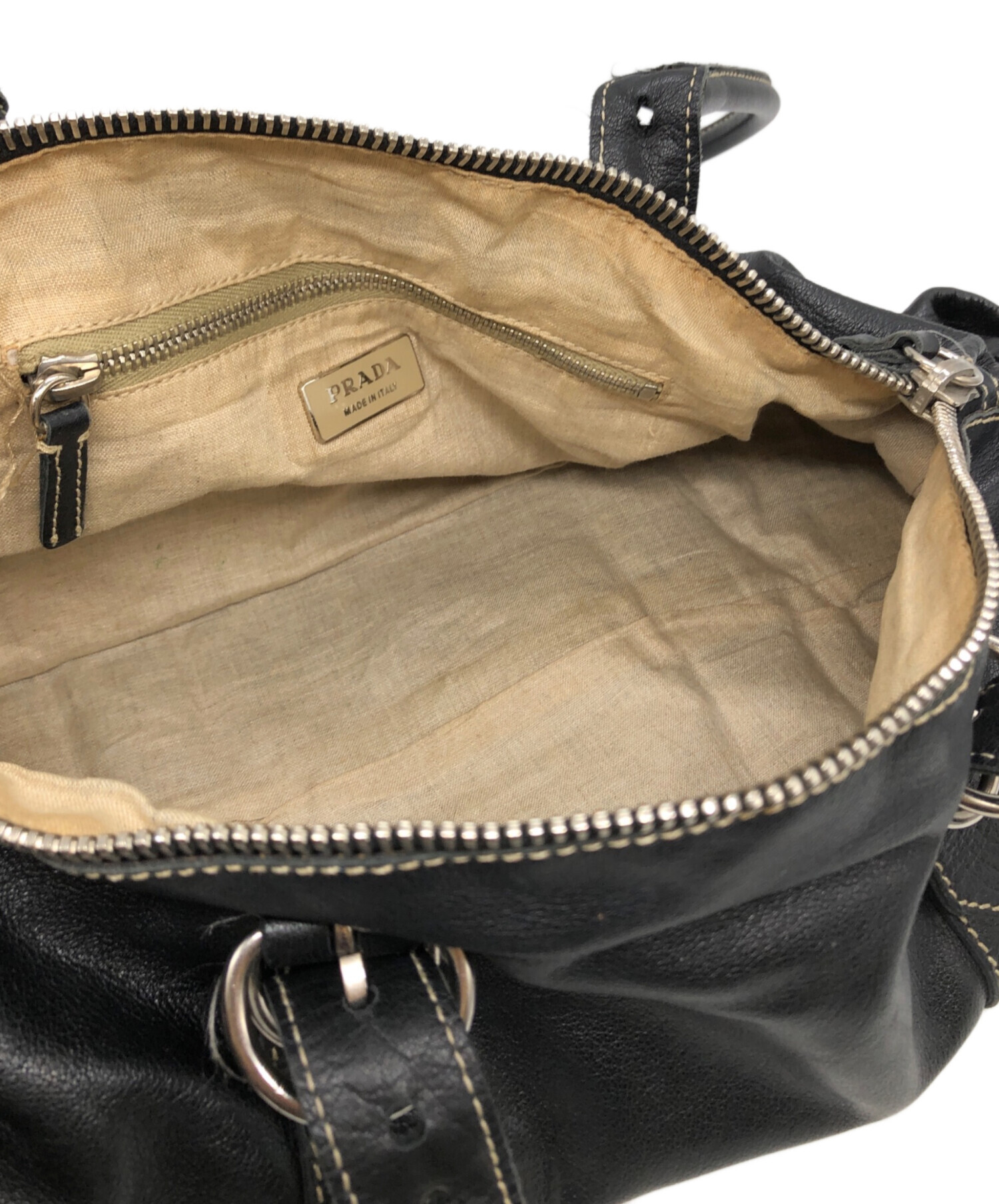 PRADA ミニボストンバッグ 中古・古着通販】PRADA (プラダ) ミニボストンバッグ ブラック