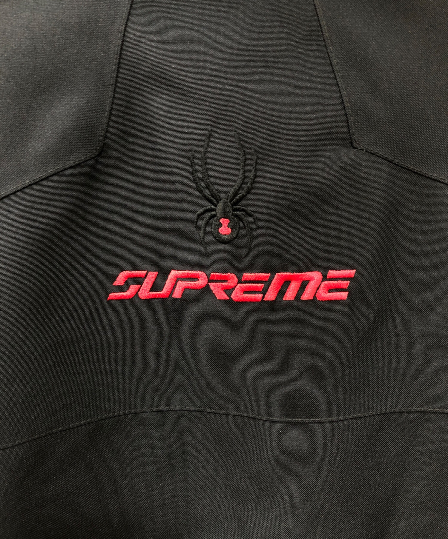 メンズ Spyder Supreme パーカー 黒 赤いクモのロゴ