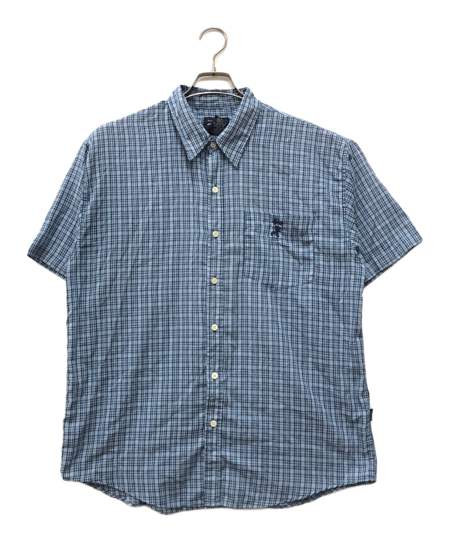 中古・古着通販】stussy (ステューシー) 半袖チェックシャツ ネイビー