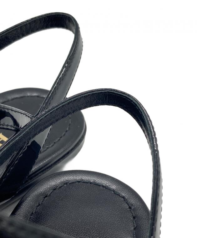 中古・古着通販】PRADA (プラダ) エナメルストラップサンダル ブラック