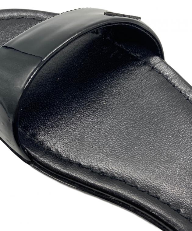 中古・古着通販】PRADA (プラダ) エナメルストラップサンダル ブラック