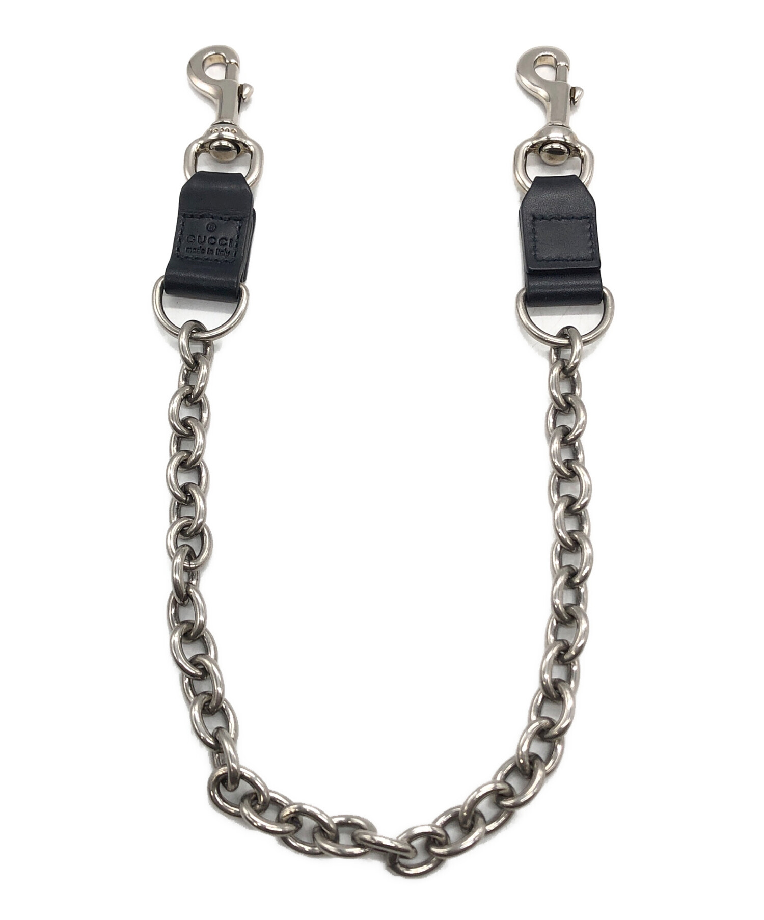 中古・古着通販】GUCCI (グッチ) レザーウォレットチェーン シルバー