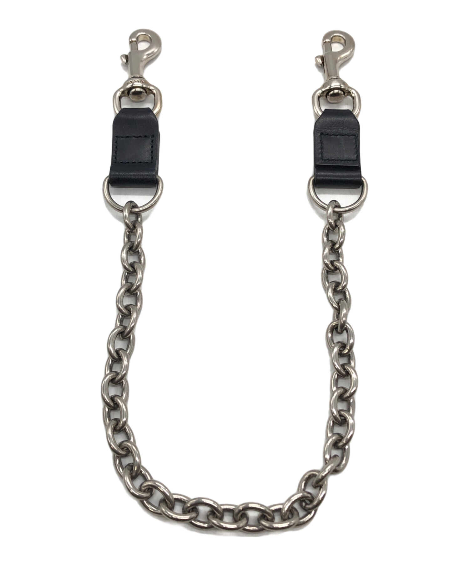 GUCCI ウォレットチェーン シルバー ブラック 中古・古着通販】GUCCI (グッチ) レザーウォレットチェーン シルバー