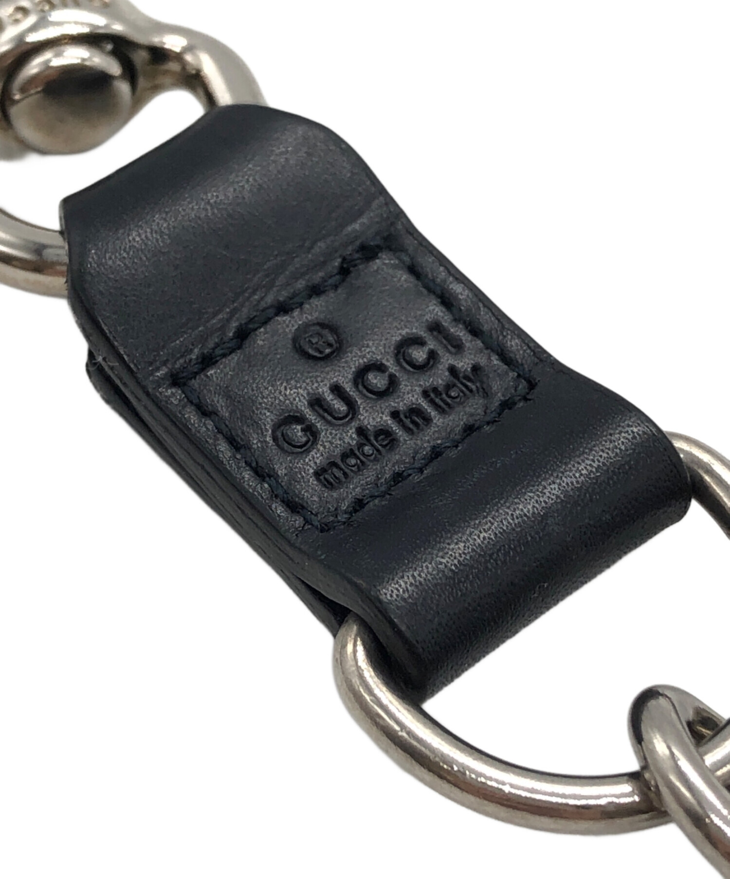 中古・古着通販】GUCCI (グッチ) レザーウォレットチェーン シルバー