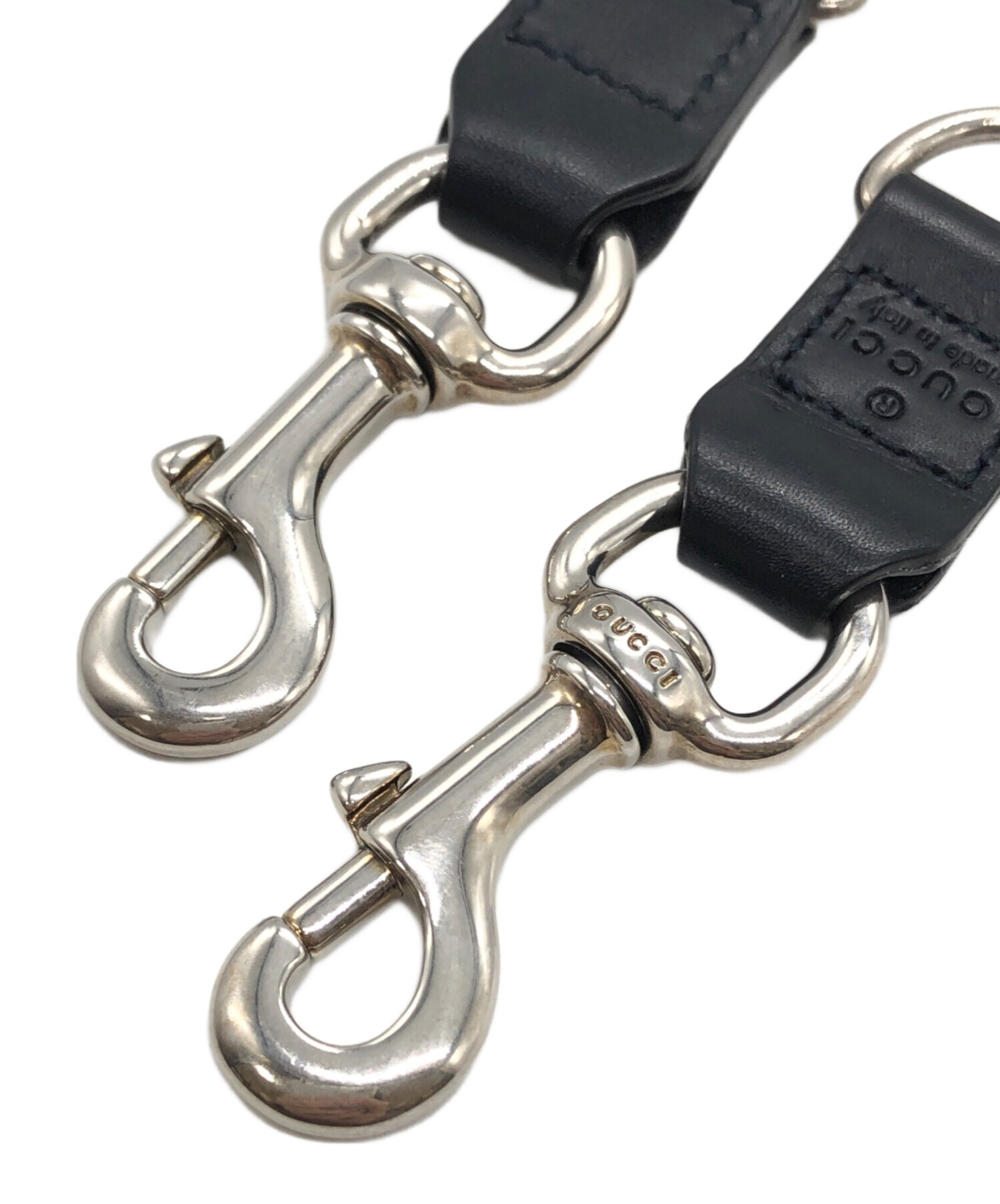 GUCCI ウォレットチェーン シルバー ブラック✨週末セール 中古・古着通販】GUCCI (グッチ) レザーウォレットチェーン シルバー