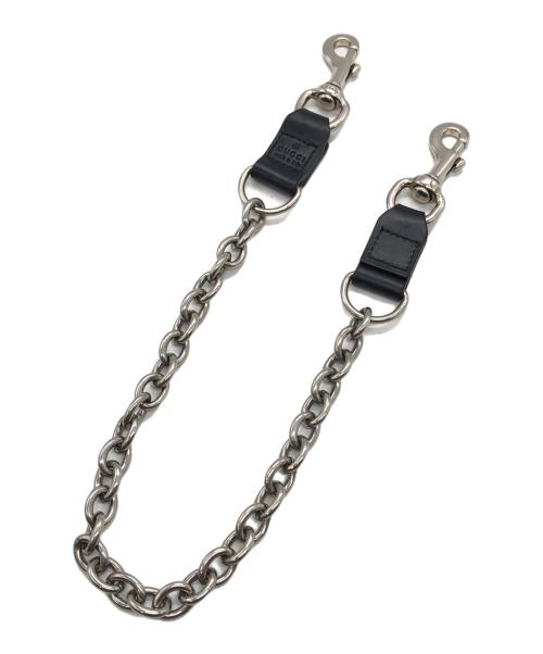 GUCCI ウォレットチェーン シルバー ブラック 中古・古着通販】GUCCI (グッチ) レザーウォレットチェーン シルバー