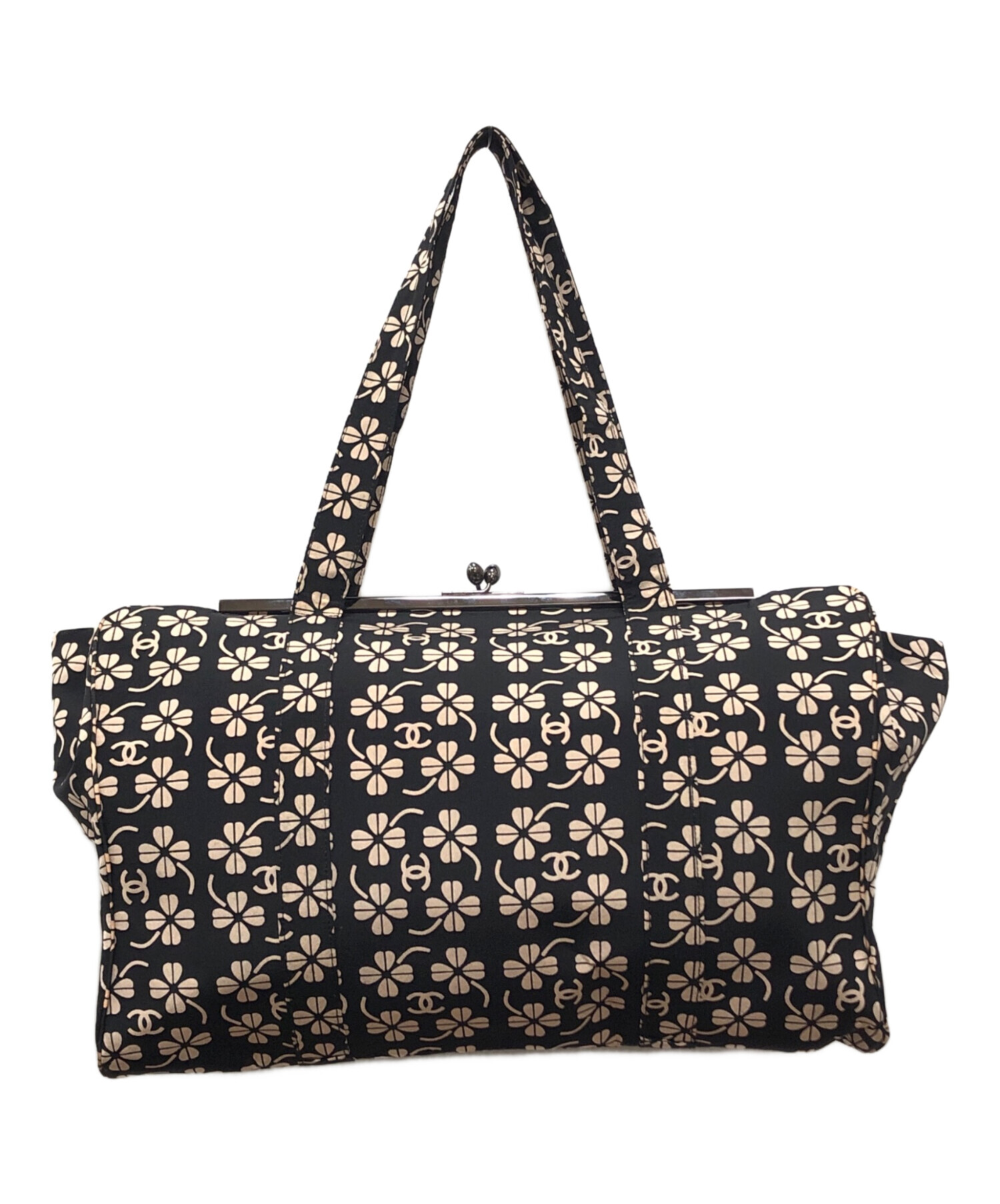 中古・古着通販】CHANEL (シャネル) がま口トートバッグ ブラック