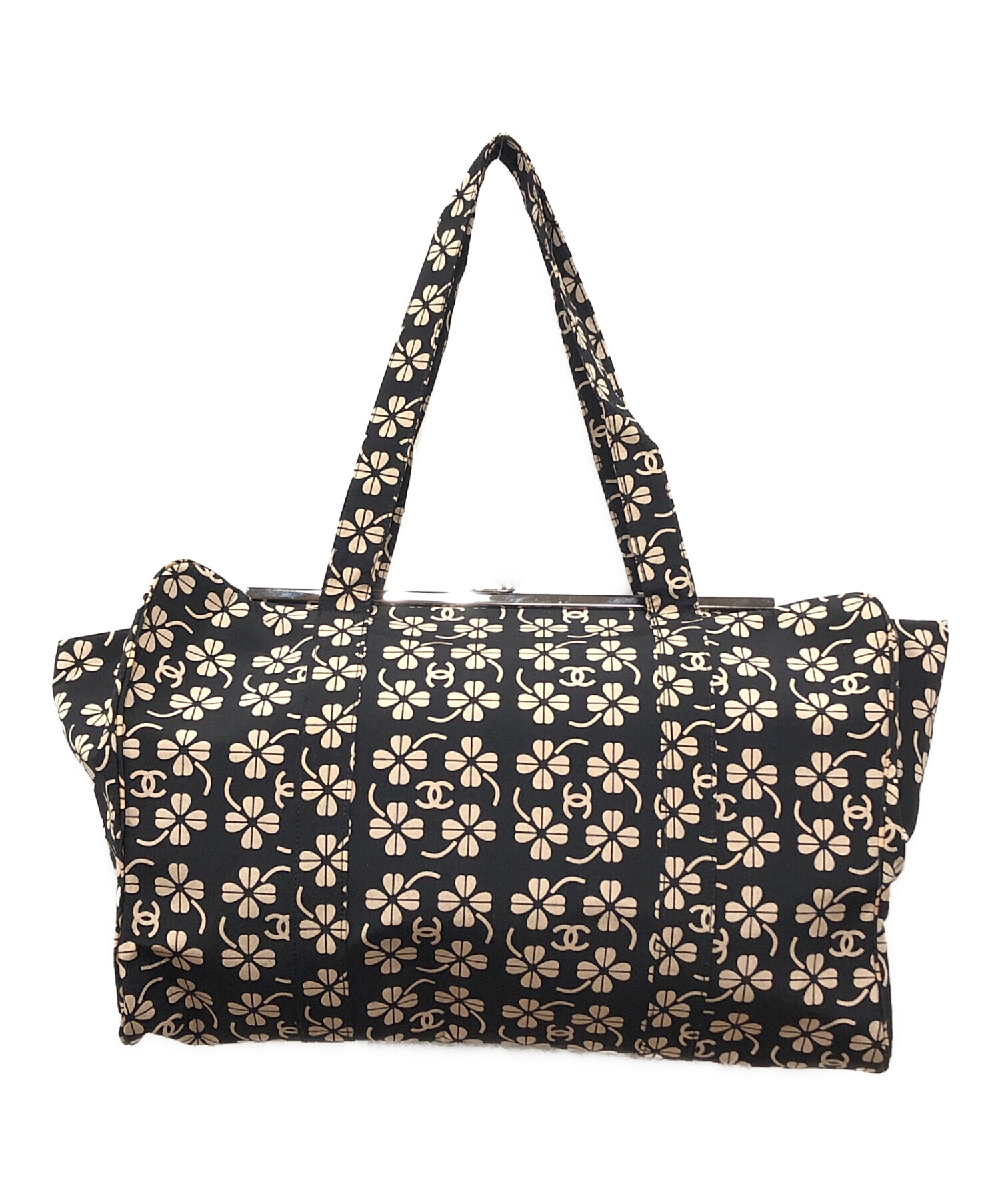 中古・古着通販】CHANEL (シャネル) がま口トートバッグ ブラック