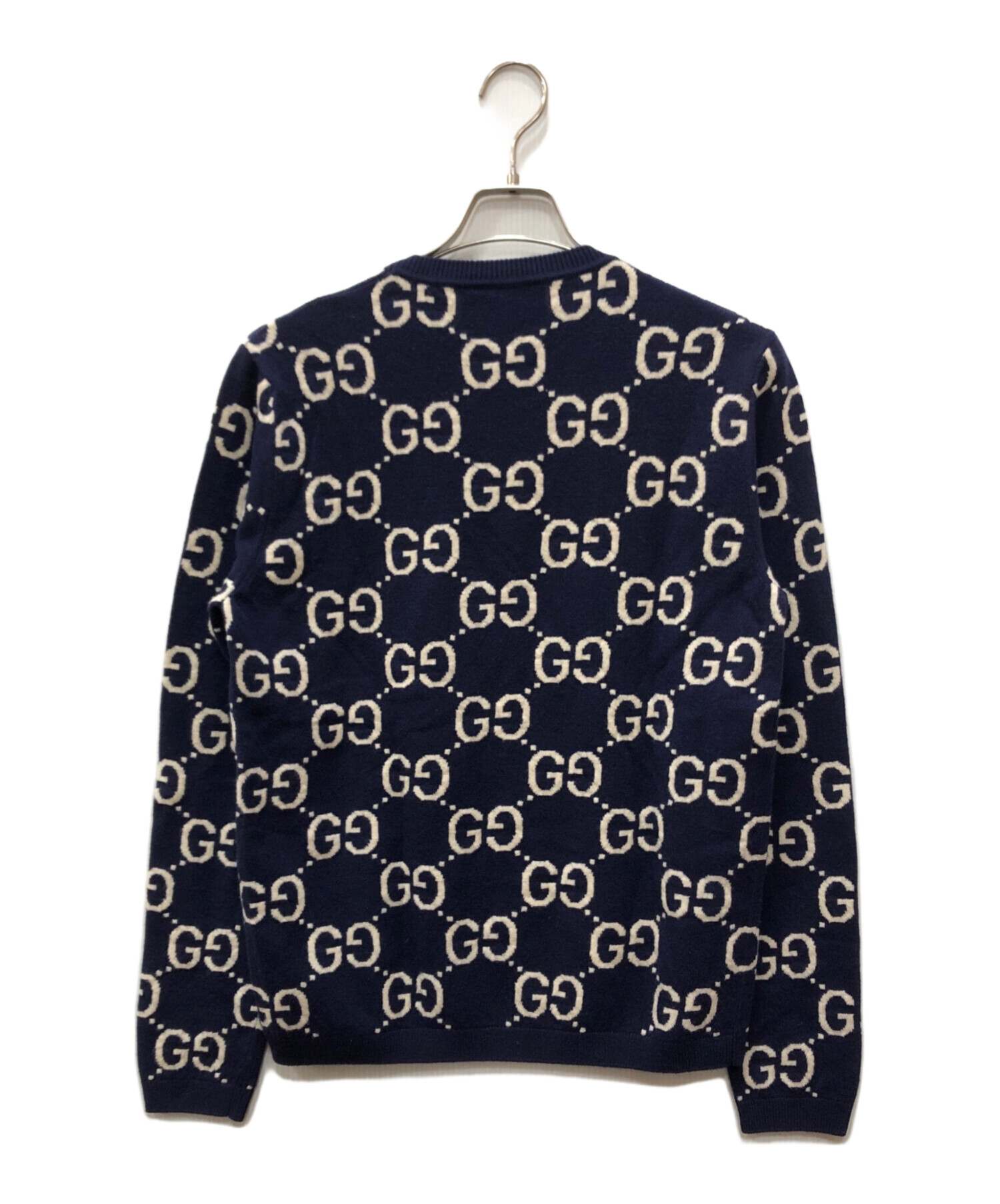 中古・古着通販】GUCCI (グッチ) ウールジャガードセーター ブルー