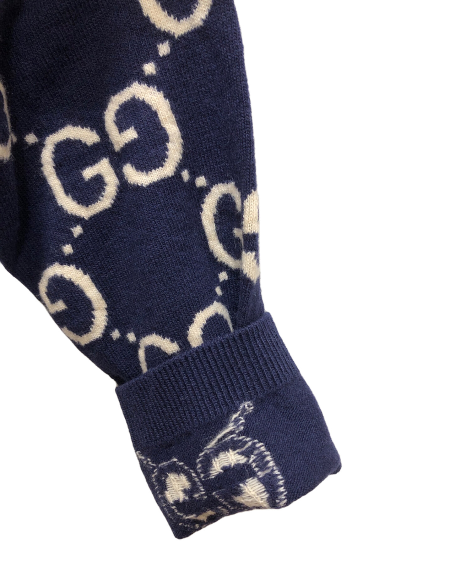 中古・古着通販】GUCCI (グッチ) ウールジャガードセーター ブルー
