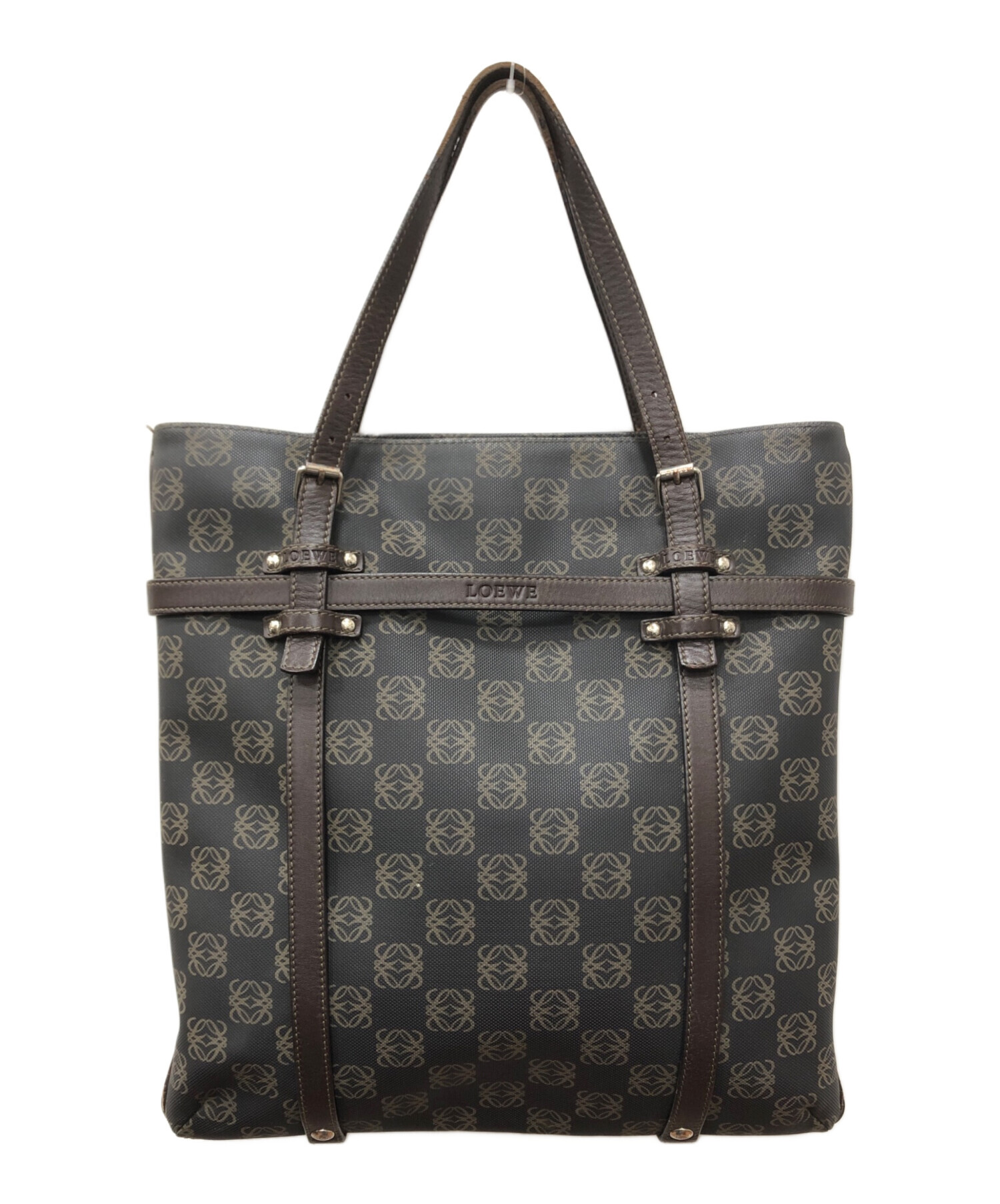 ロエベ ダークブラウン系 ハンドバッグ ☆ アナグラム パッチ LOEWE 
