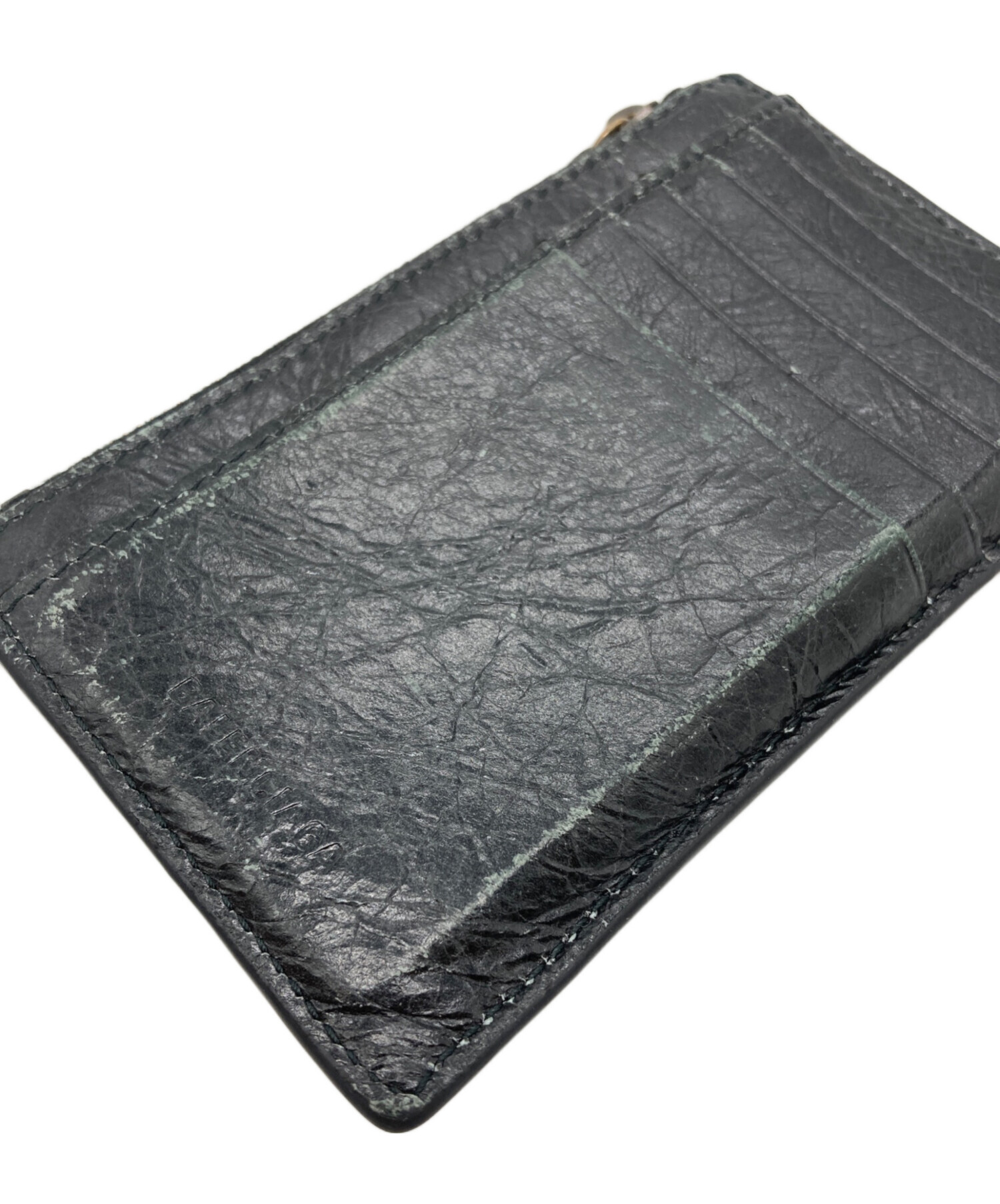 BALENCIAGA バレンシアガ 財布・ケース - シルバーx黒 【古着】【中古】 BALENCIAGA バレンシアガ MINI WALLET 三つ折り財布 シルバー【中目黒