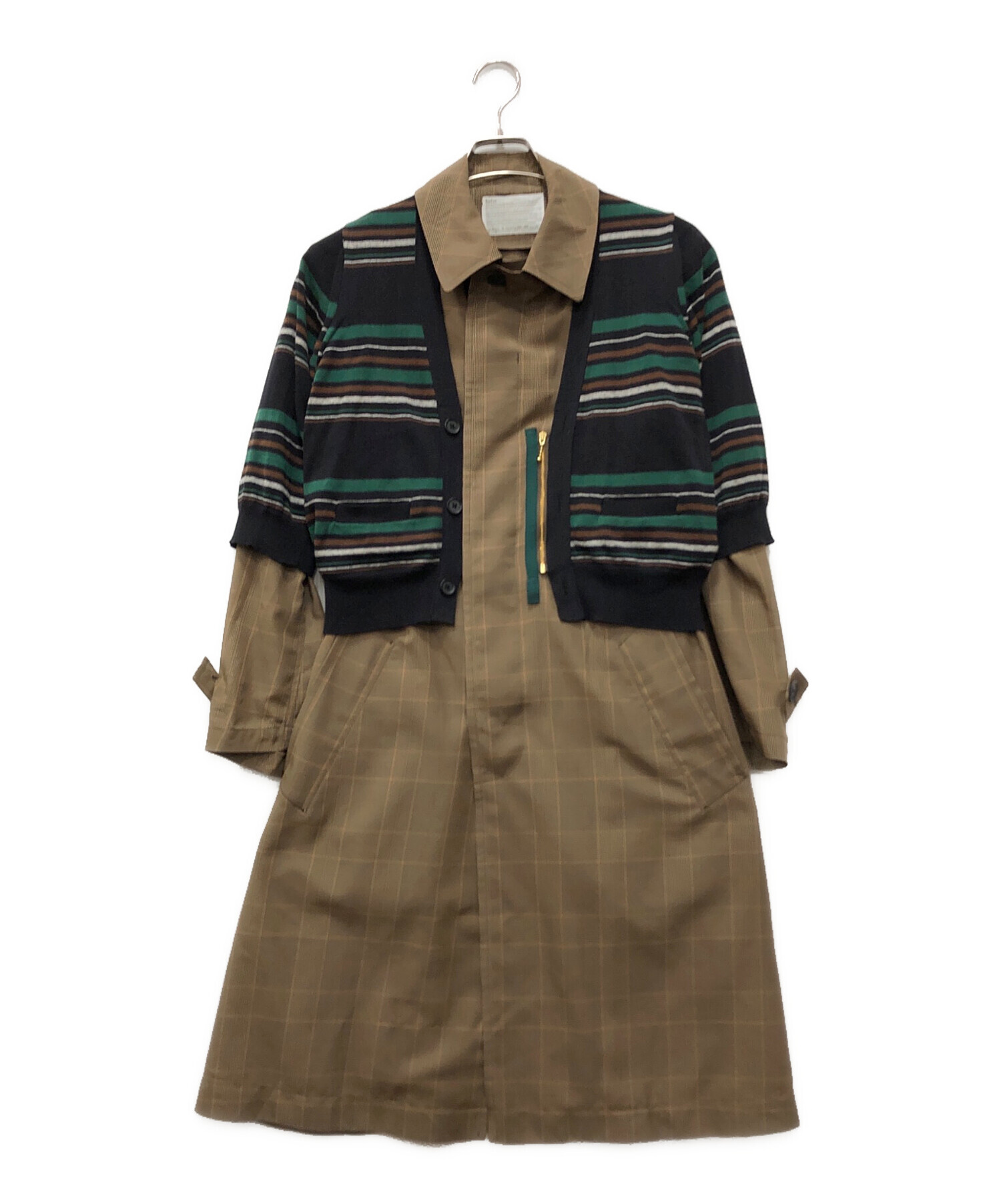 中古・古着通販】KOLOR (カラー) ニットドッキングコート ブラウン 中古・古着通販】KOLOR (カラー) ニットドッキングコート ブラウン