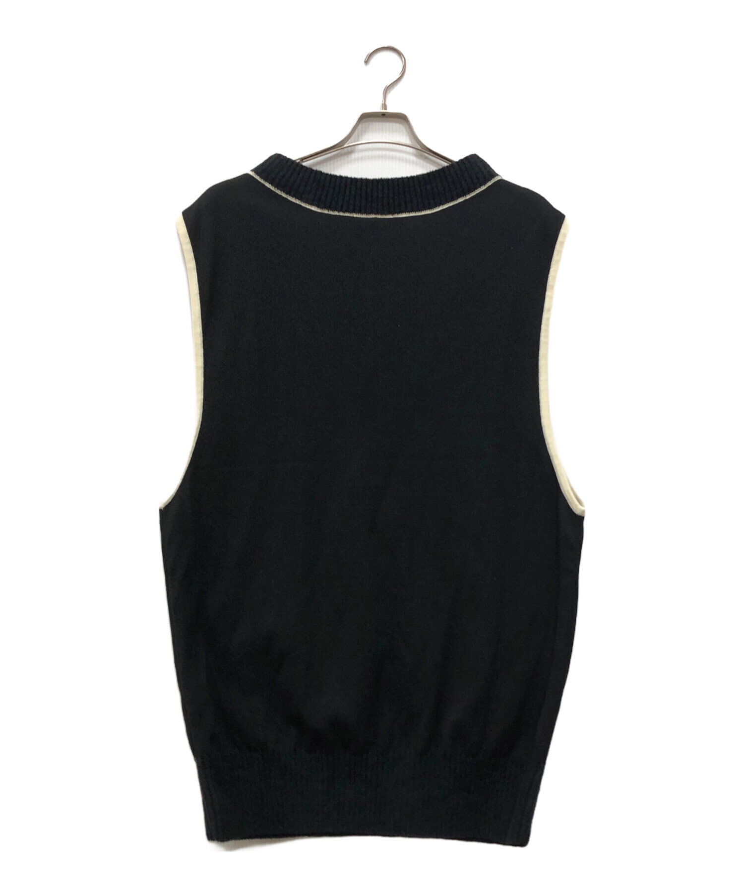 Y-3 ニットベスト ブラック/ホワイト 中古・古着通販】Y-3 (ワイスリー) LOGO KNIT VEST ブラック サイズ:S